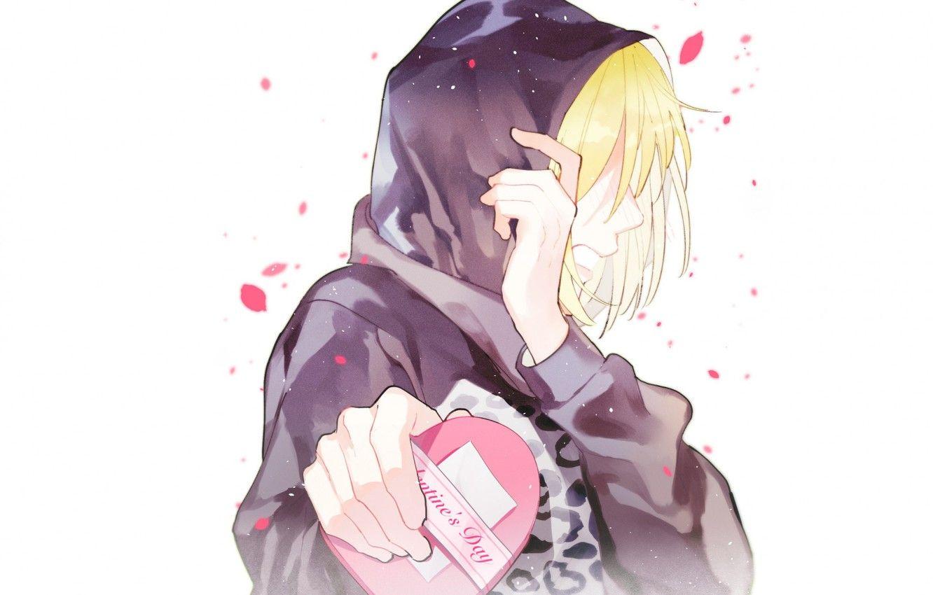 1332x850 Wallpaper anime, art, guy, heart, Valentine's day, Yuri on Ice, Yuri Plisetsky image for desktop, section сёдзё