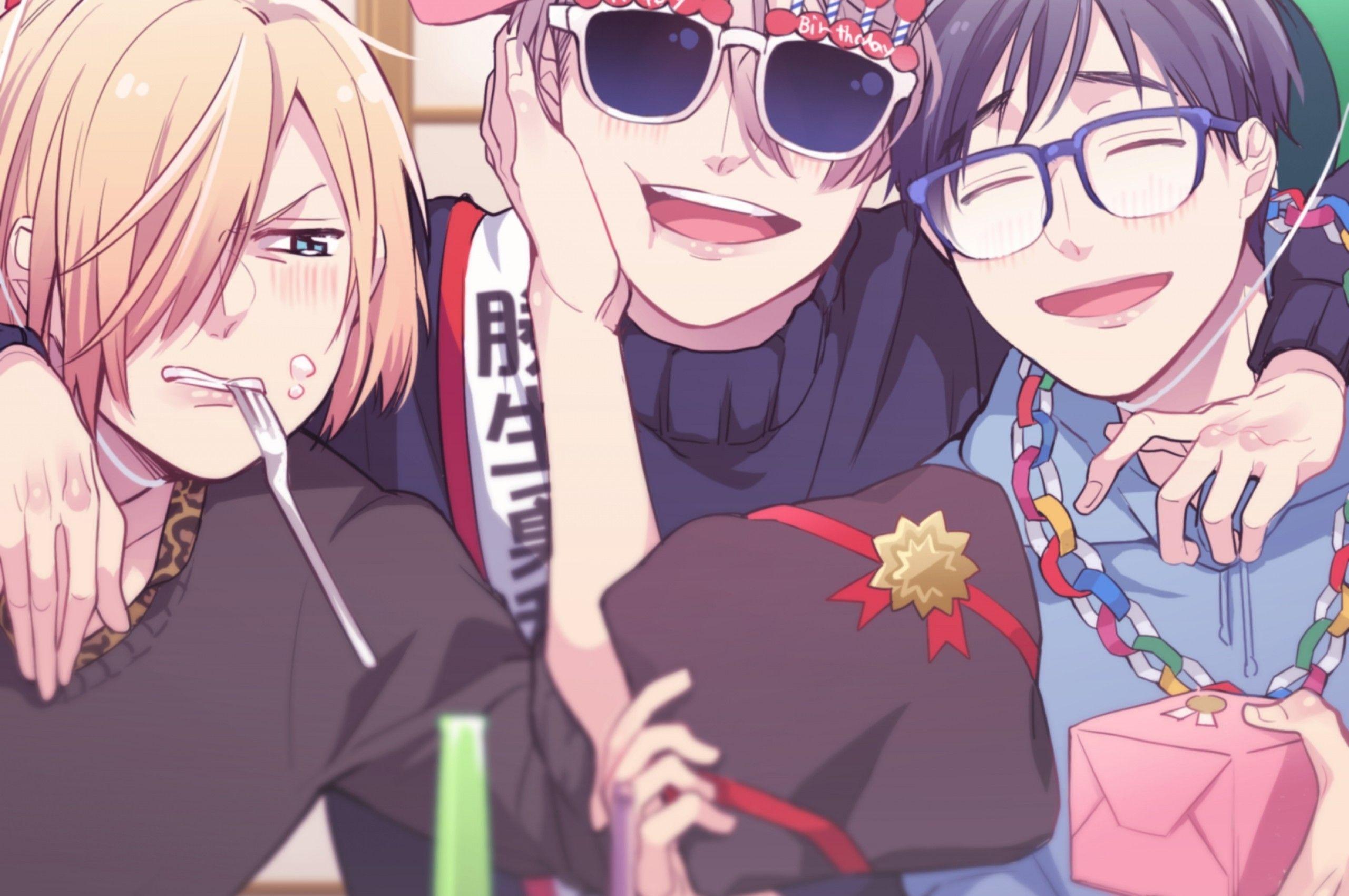 2560x1700 Download 2560x1700 Victor Nikiforov, Yuri Plisetsky, Katsuki Yuuri, Friends, Yuri On Ice Wallpaper for Chromebook Pixel