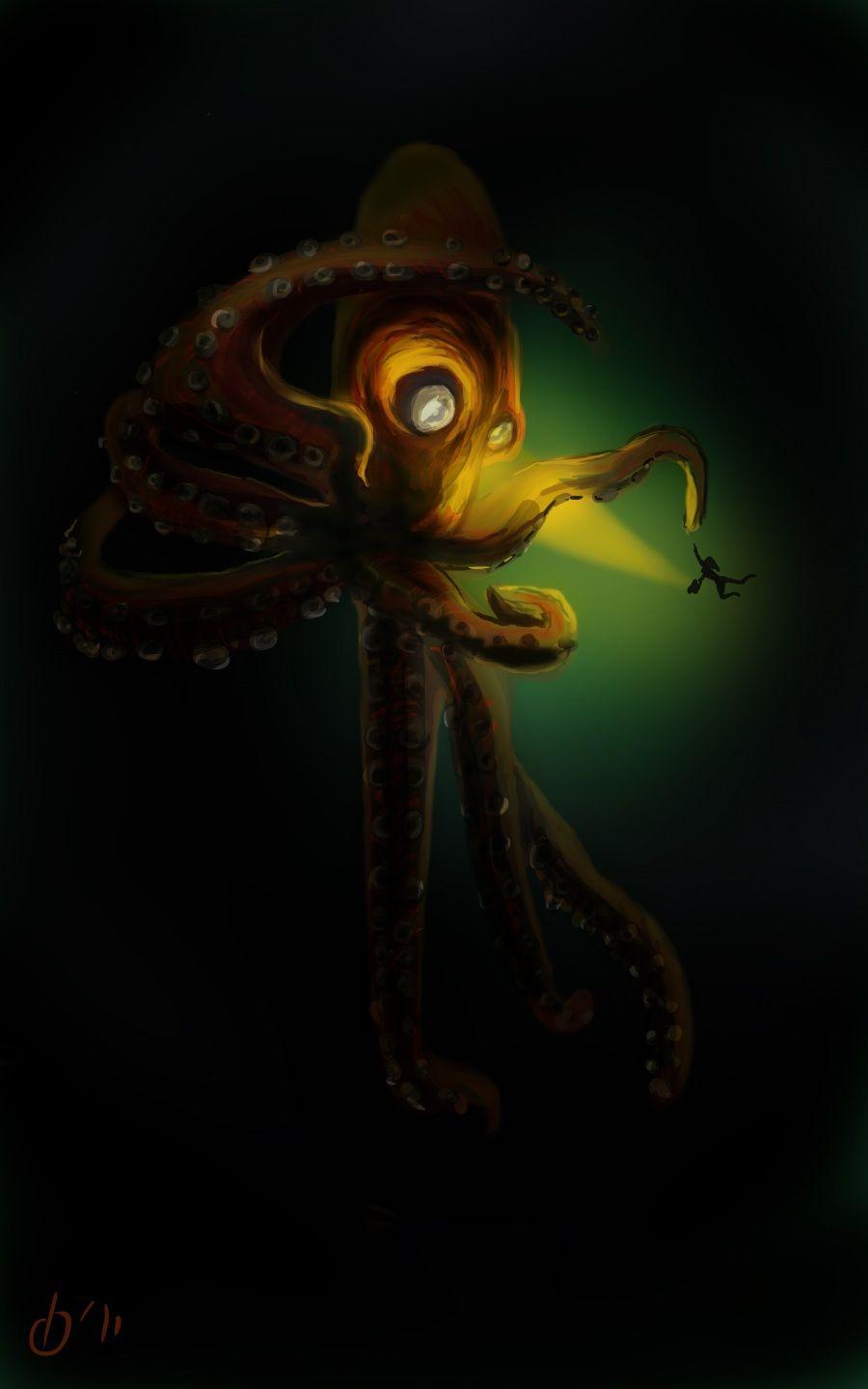 900x1440 Picture Fantasy Underwater world monster Octopus 900x1440