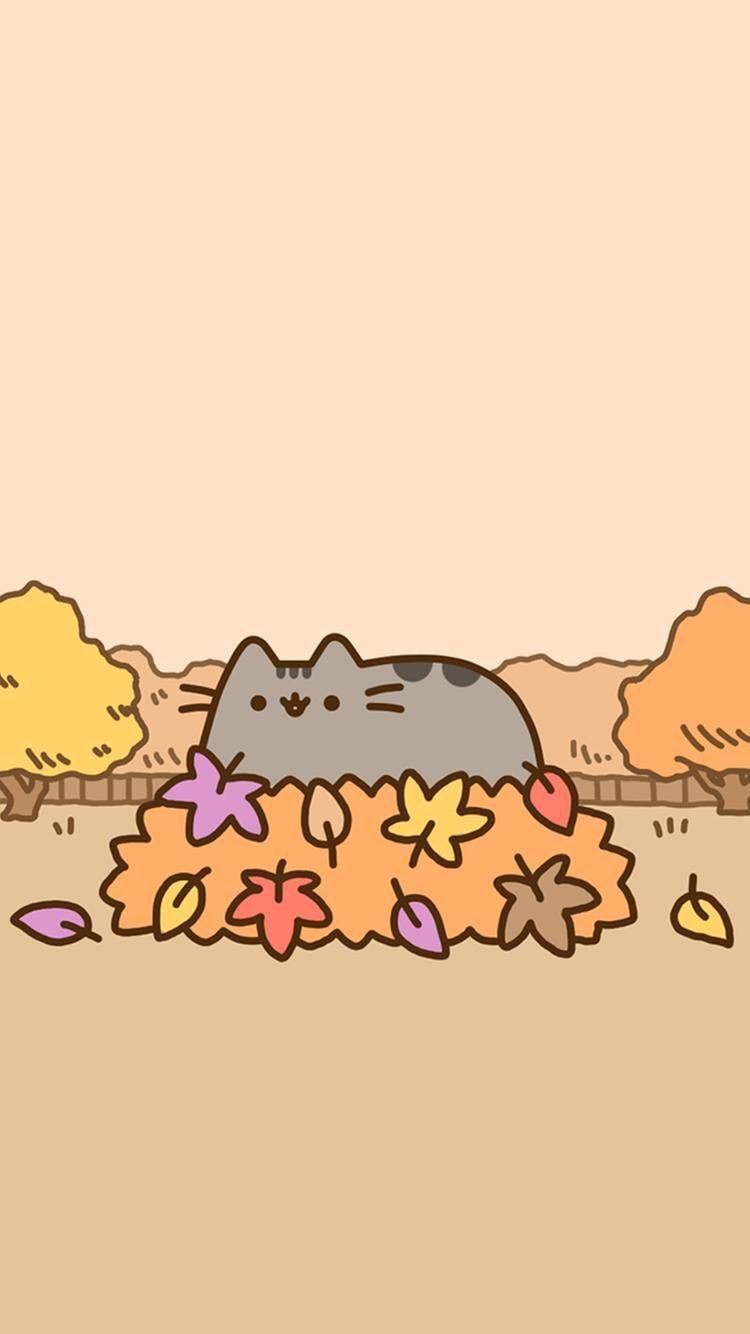 750x1334 Autumn Pusheen Wallpaper