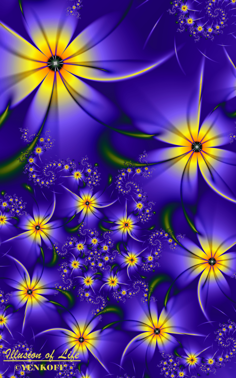 900x1440 Illusion of Life. Beautiful wallpaper background, Monochromatic art, Blue flower wallpaper