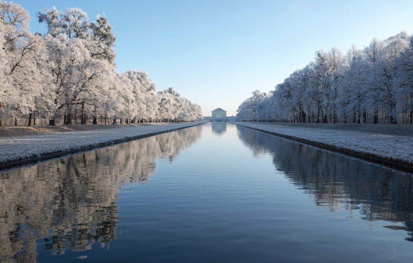 1332x850 Wallpaper Winter, Architecture, Munich, Symmetrie image for desktop, section город