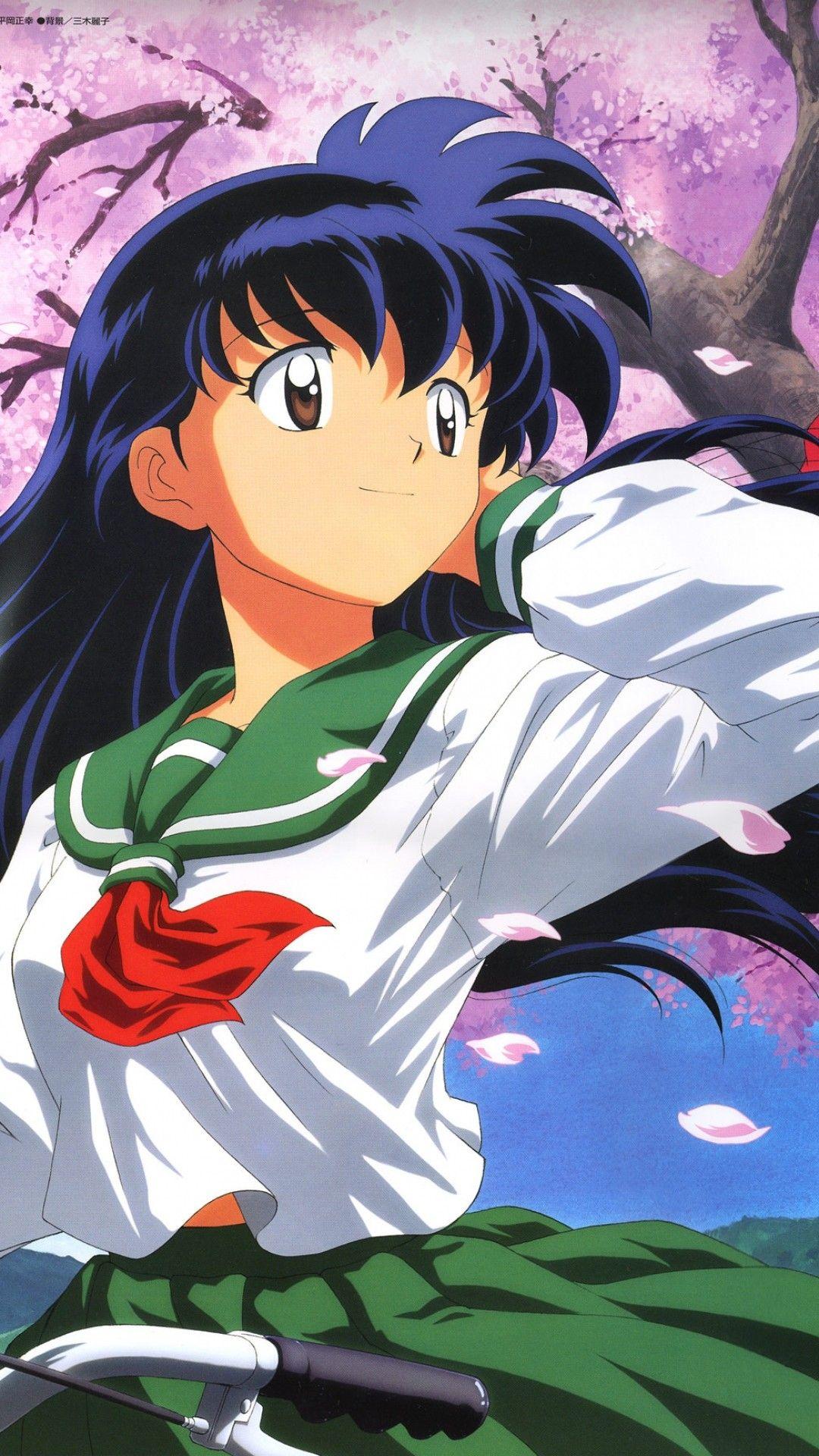 1080x1920 Wallpaper Higurashi Kagome Inuyasha, Girls, Bike, Kimono