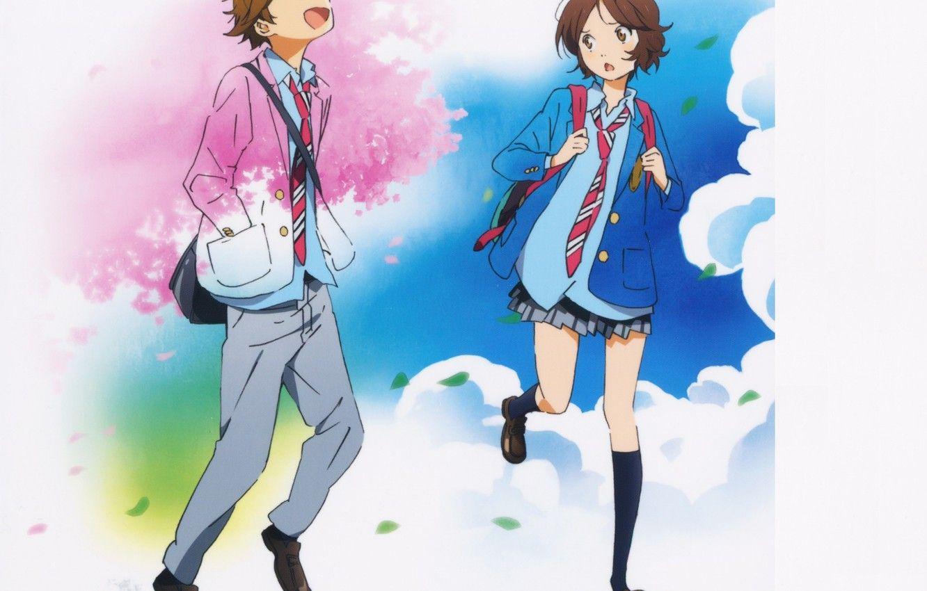 1332x850 Wallpaper summer, spring, tie, art, students, Shigatsu wa Kimi no Uso, Your April lie, Aya Takano, Tsubaki Sawabe, Ryouta Watari image for desktop, section прочее