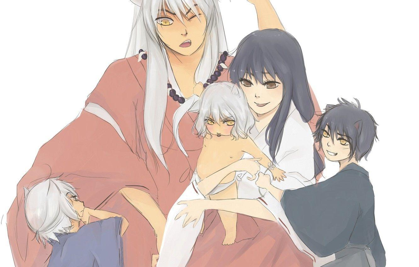 1332x850 Wallpaper children, family, art, Inuyasha, Kagome, InuYasha image for desktop, section сёнэн