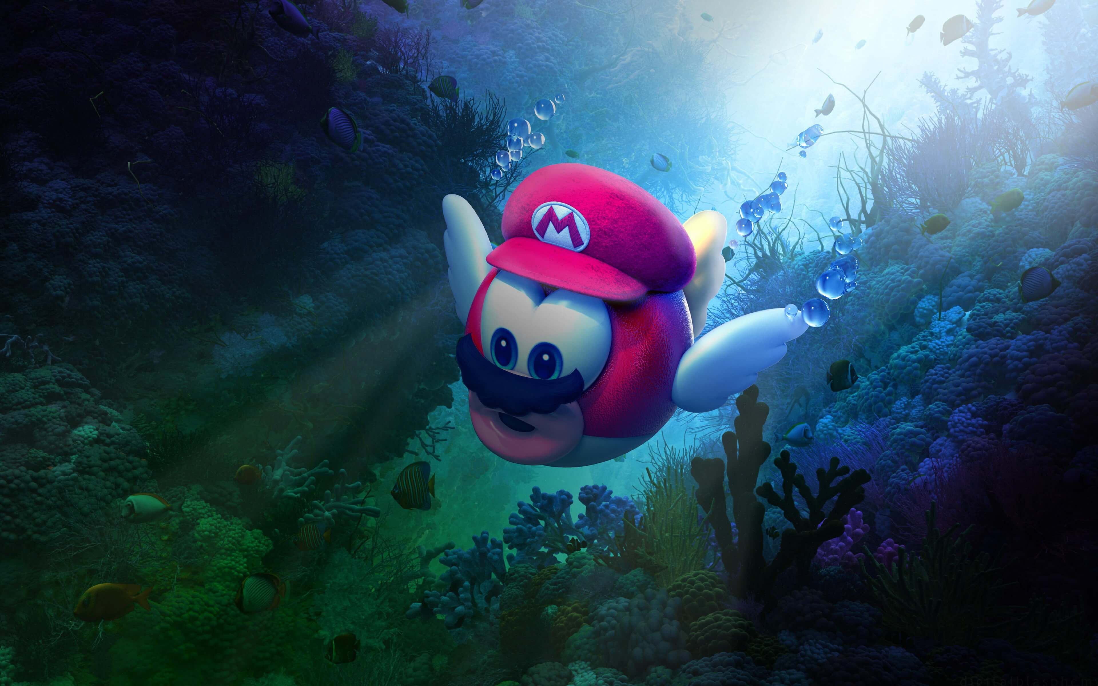 3840x2400 Super Mario Odyssey Underwater 4K Wallpaper • GamePhD