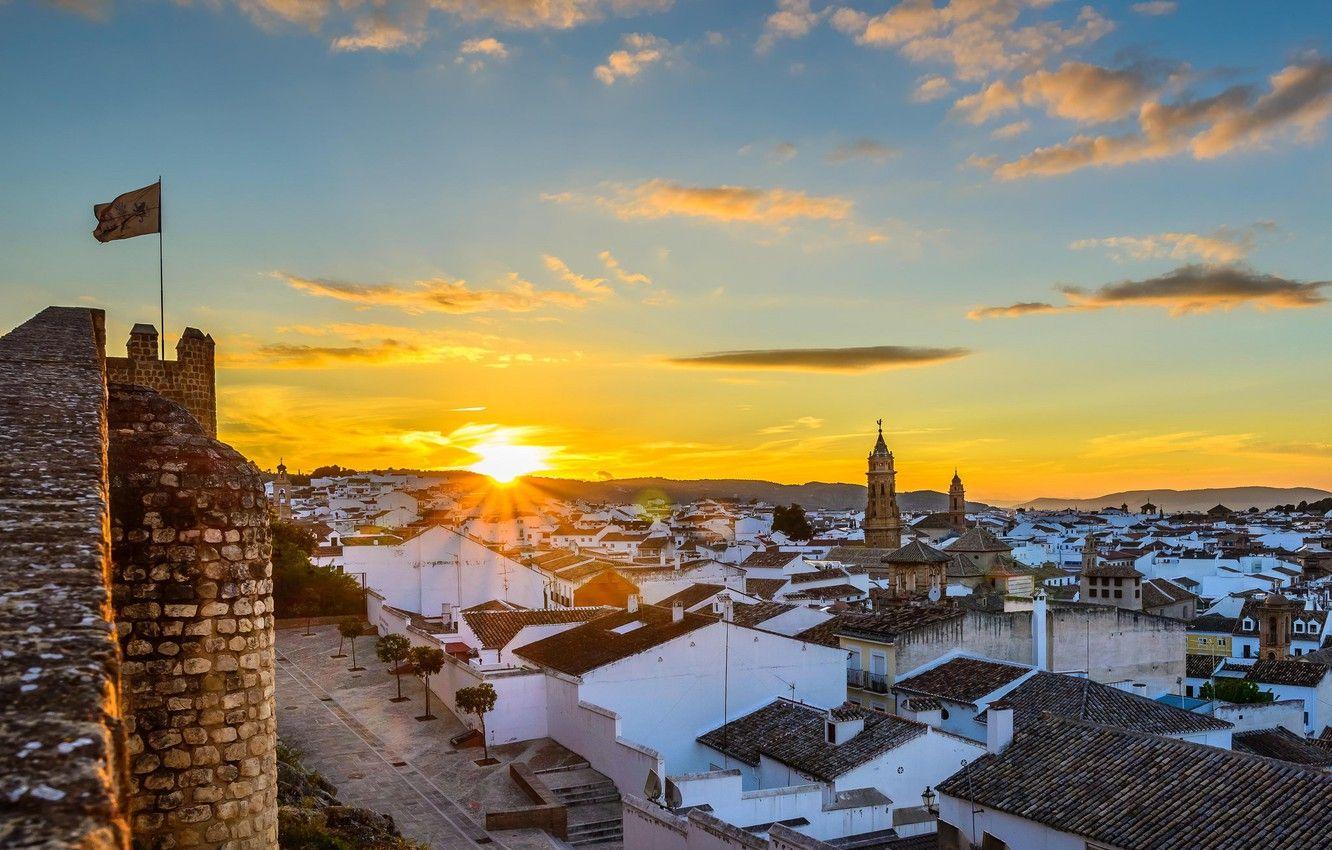 1332x850 Wallpaper the sky, the sun, landscape, sunset, home, Spain, Malaga, Antequera image for desktop, section город