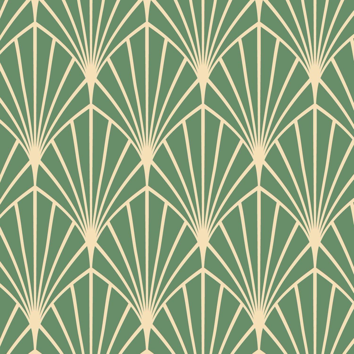2048x2048 Green Art Deco Wallpaper And Stick Wallberry