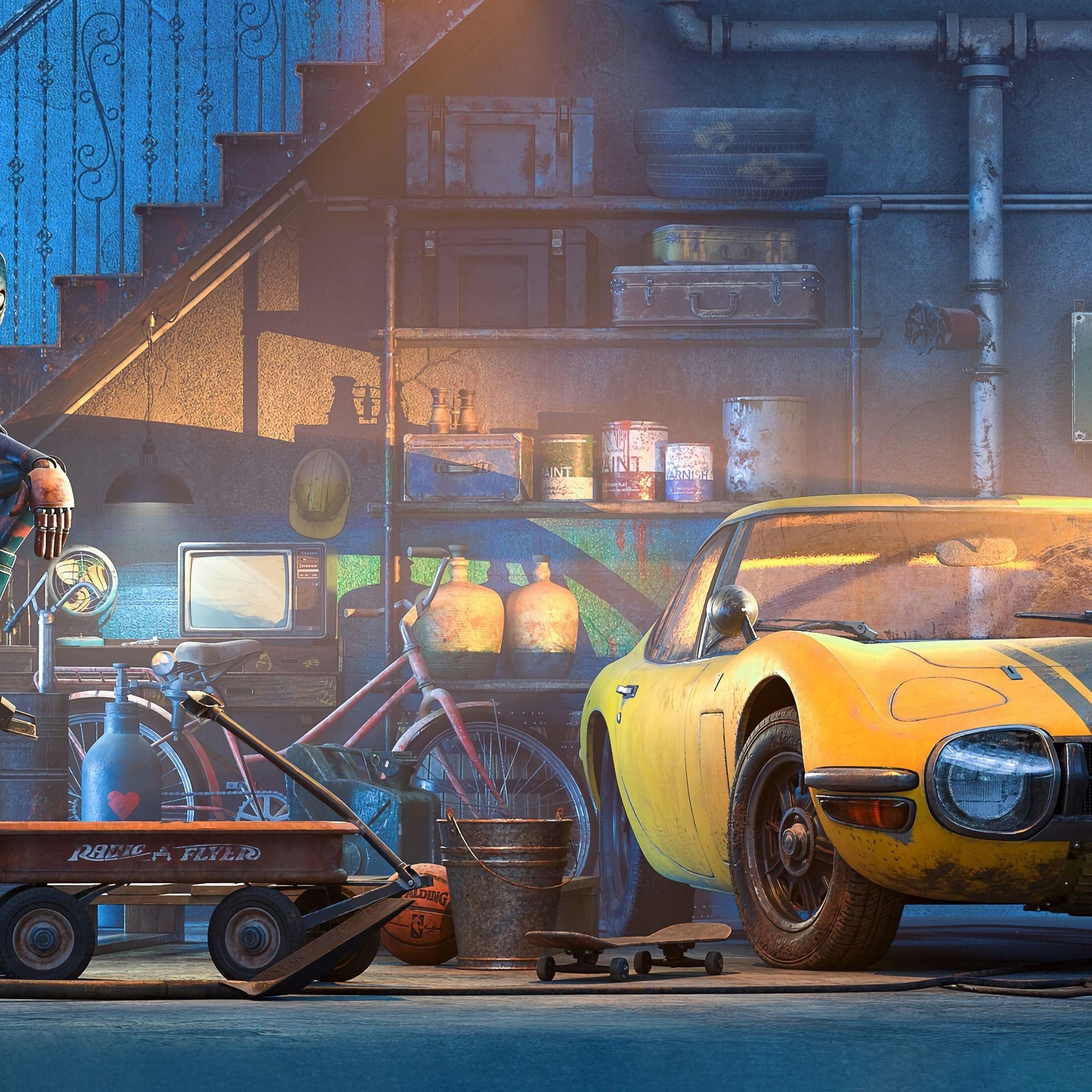 2048x2048 Robot Car Garage 4k iPad Air HD 4k Wallpaper, Image, Background, Photo and Picture