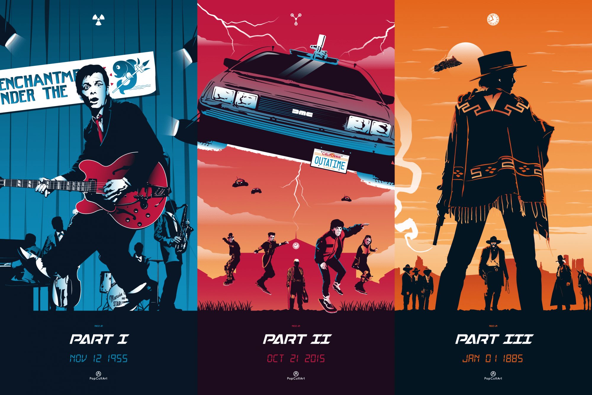 2000x1333 Back to the Future Trilogy posters by Julien Rico Jr. Back to the future, Future poster, The future movie