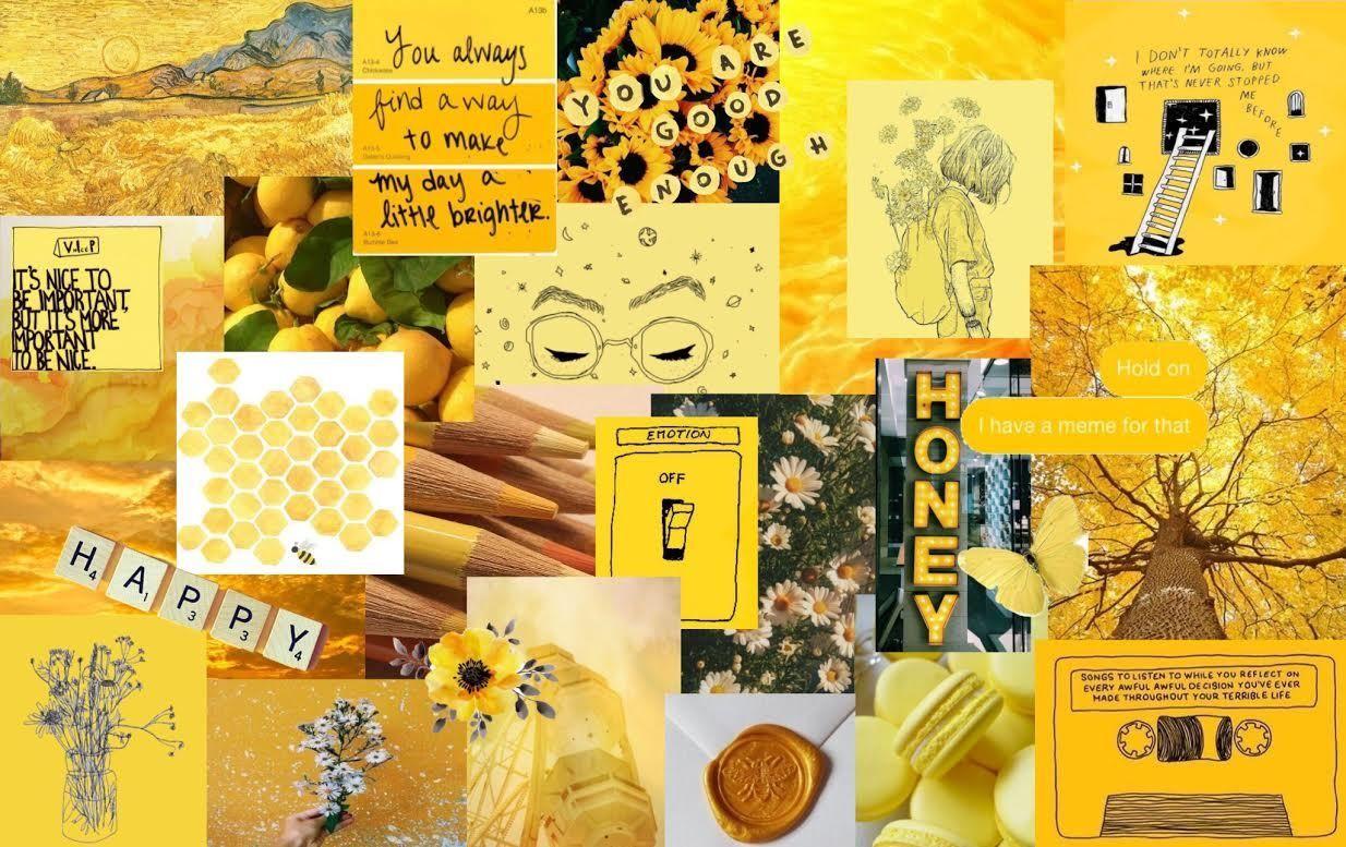 Máy tính xách tay hình nền thẩm mỹ màu vàng 1234x777