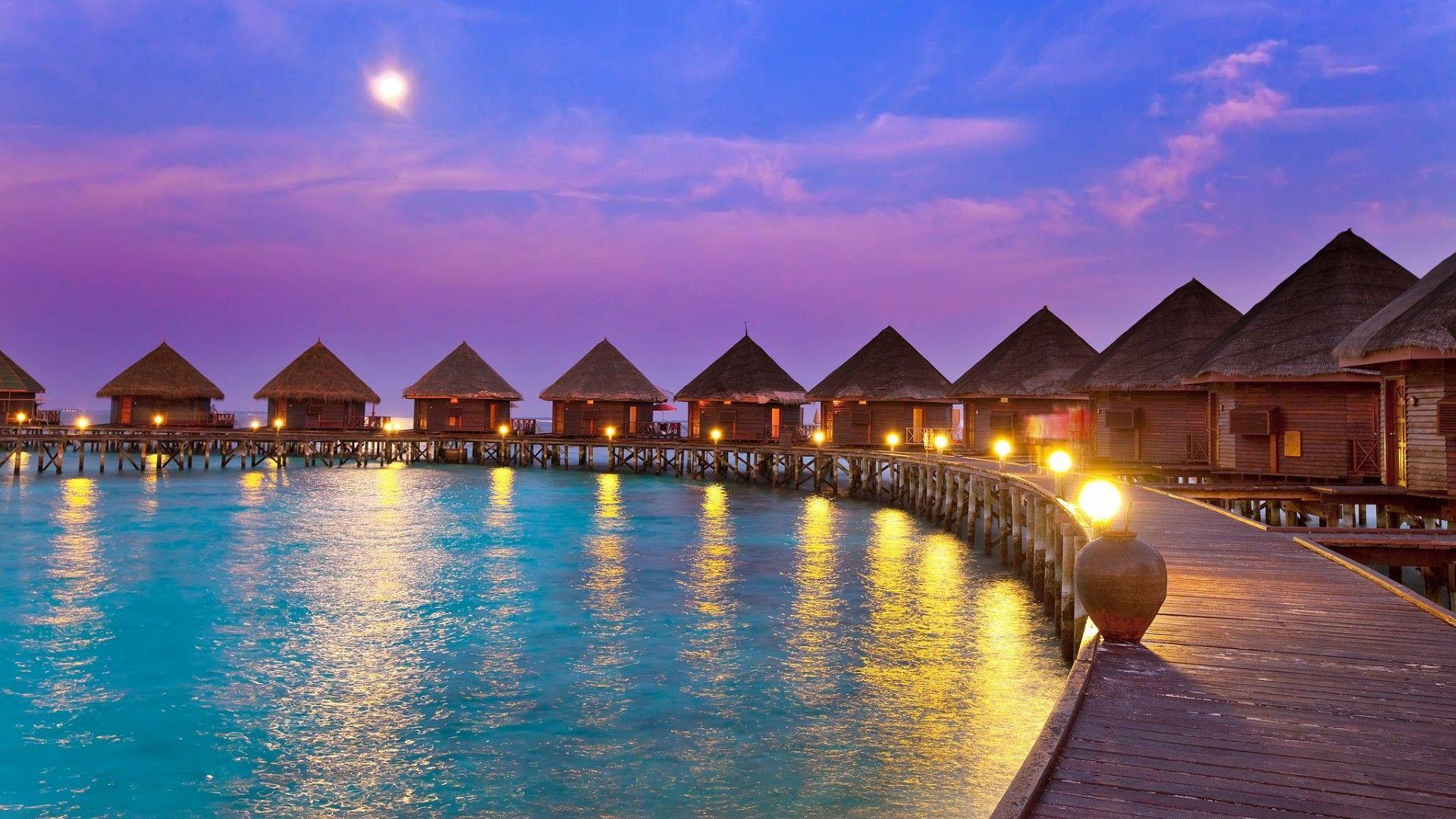 1920x1080 Overwater Bungalows In The Maldives Wallpaper. Wallpaper Studio 10