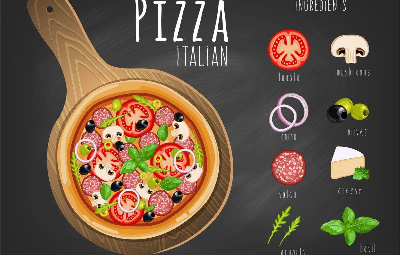 1332x850 Photo Wallpaper Black, Pizza, Italian Pizza