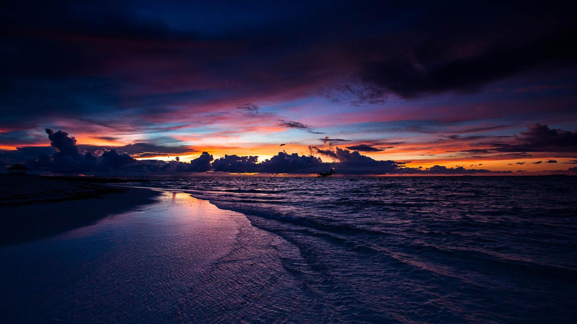 1920x1080 Sunset nature maldives wallpaper