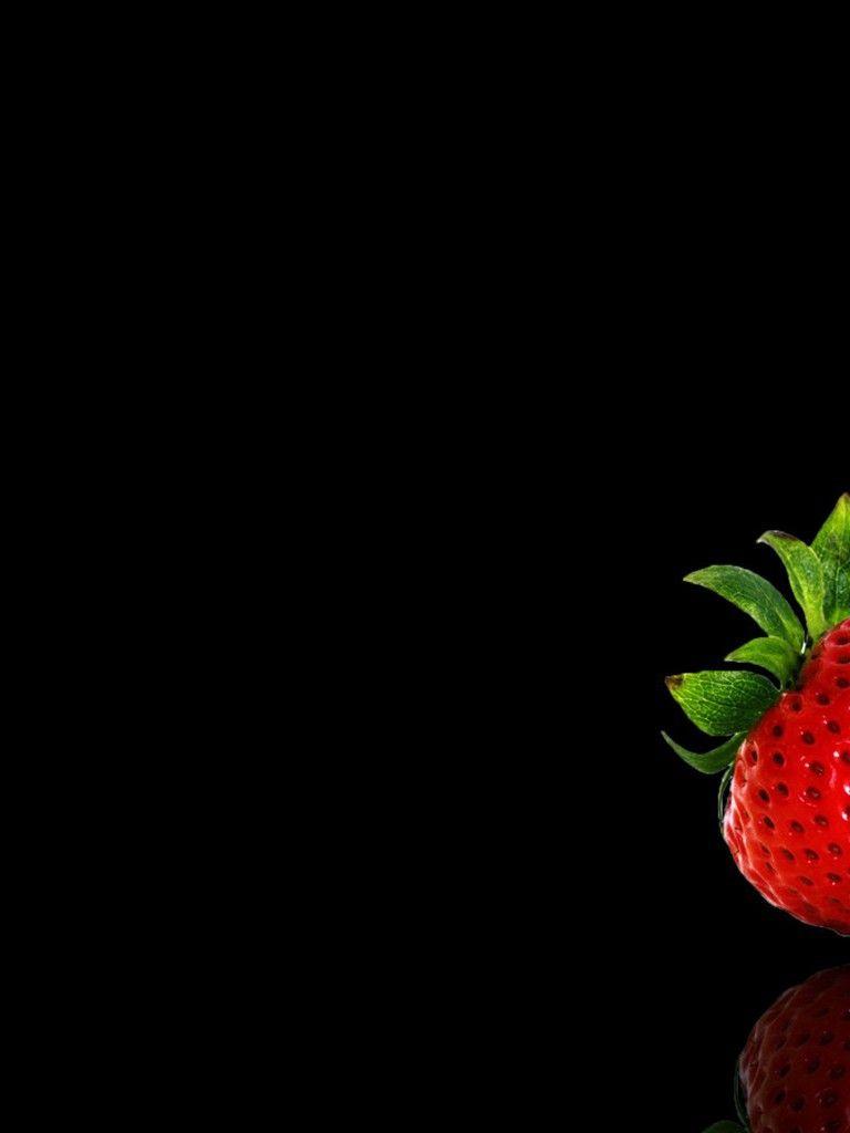 768x1024 Download 768x1024 Apple background black fruits wallpaper Strawberry
