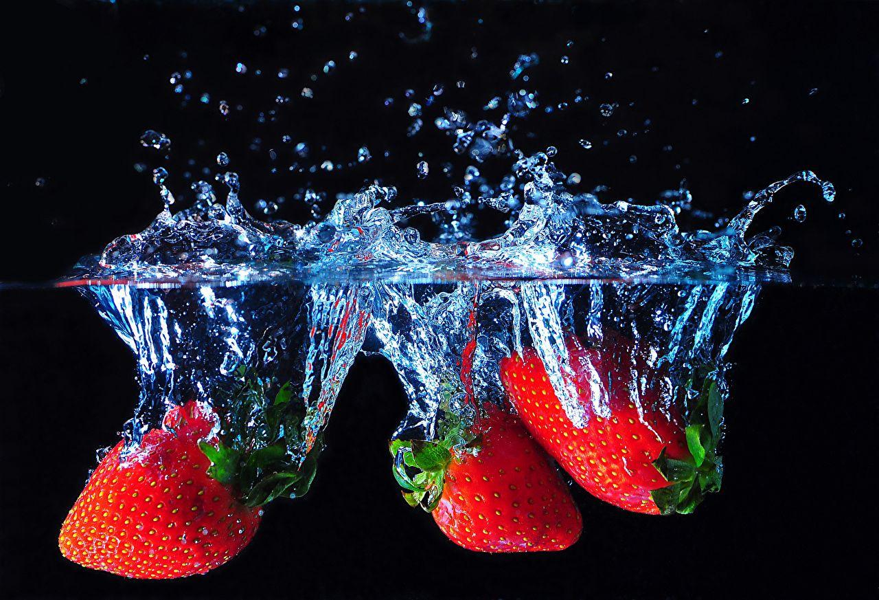 1280x873 Picture Drops Strawberry Food Fruit Water