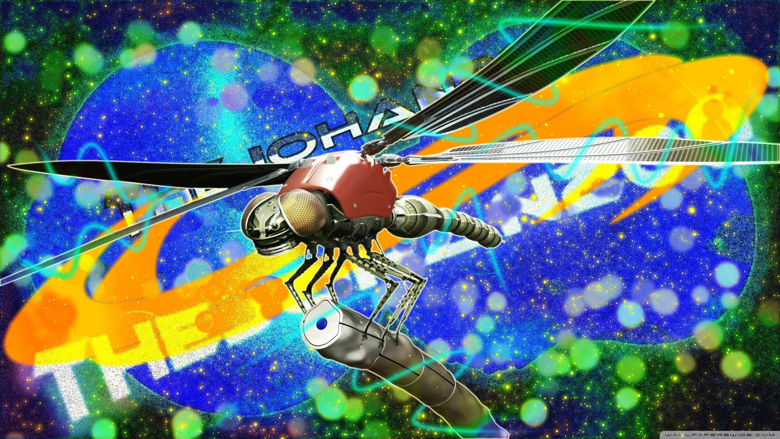 2560x1440 Robot Dragon Fly Colorful In Goldlight And With TheJohan200Logo!! Ultra HD Desktop Background Wallpaper for 4K UHD TV : Widescreen & UltraWide Desktop & Laptop : Tablet