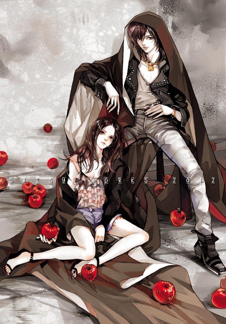 748x1074 red, Apples, Couple, Brown, Hair, Girl, Boy Wallpaper HD / Desktop and Mobile Background