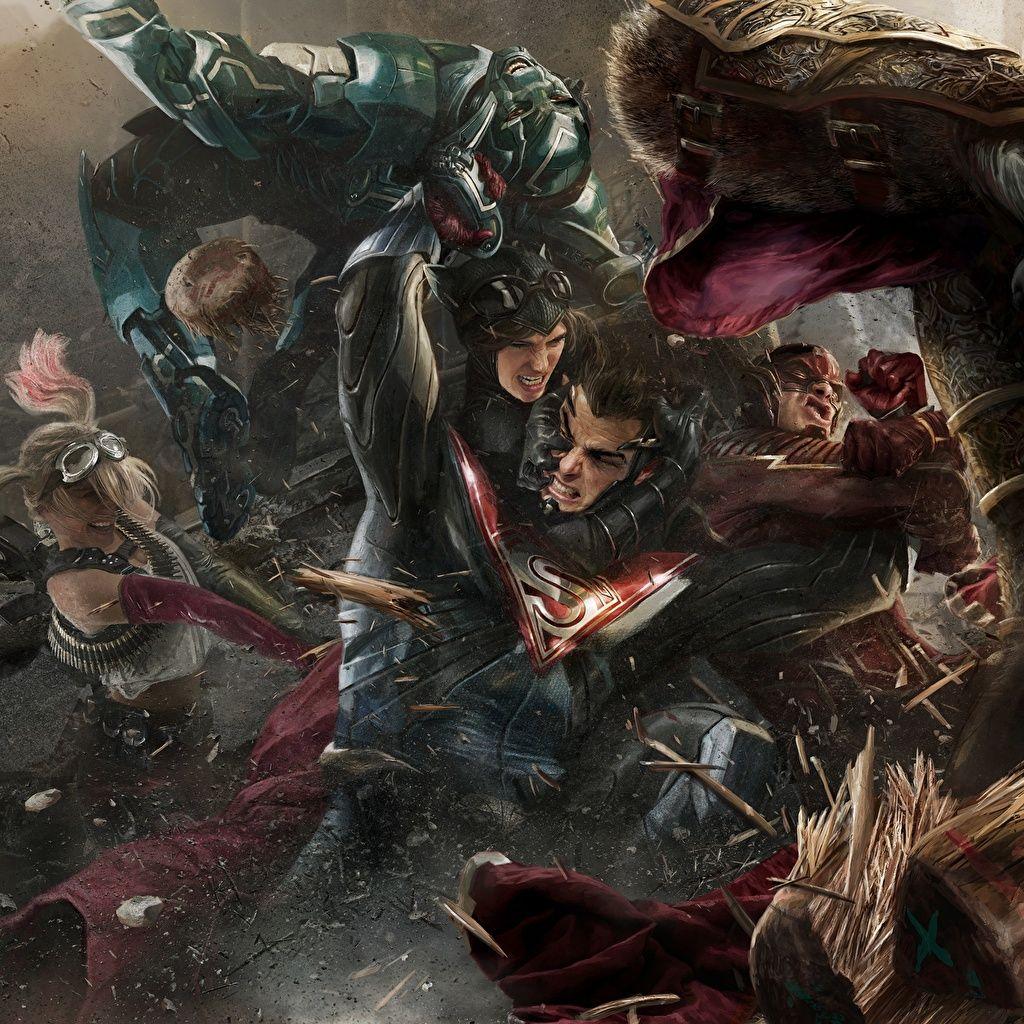 1024x1024 Desktop Wallpaper Injustice 2 superheroes Superman hero The Flash