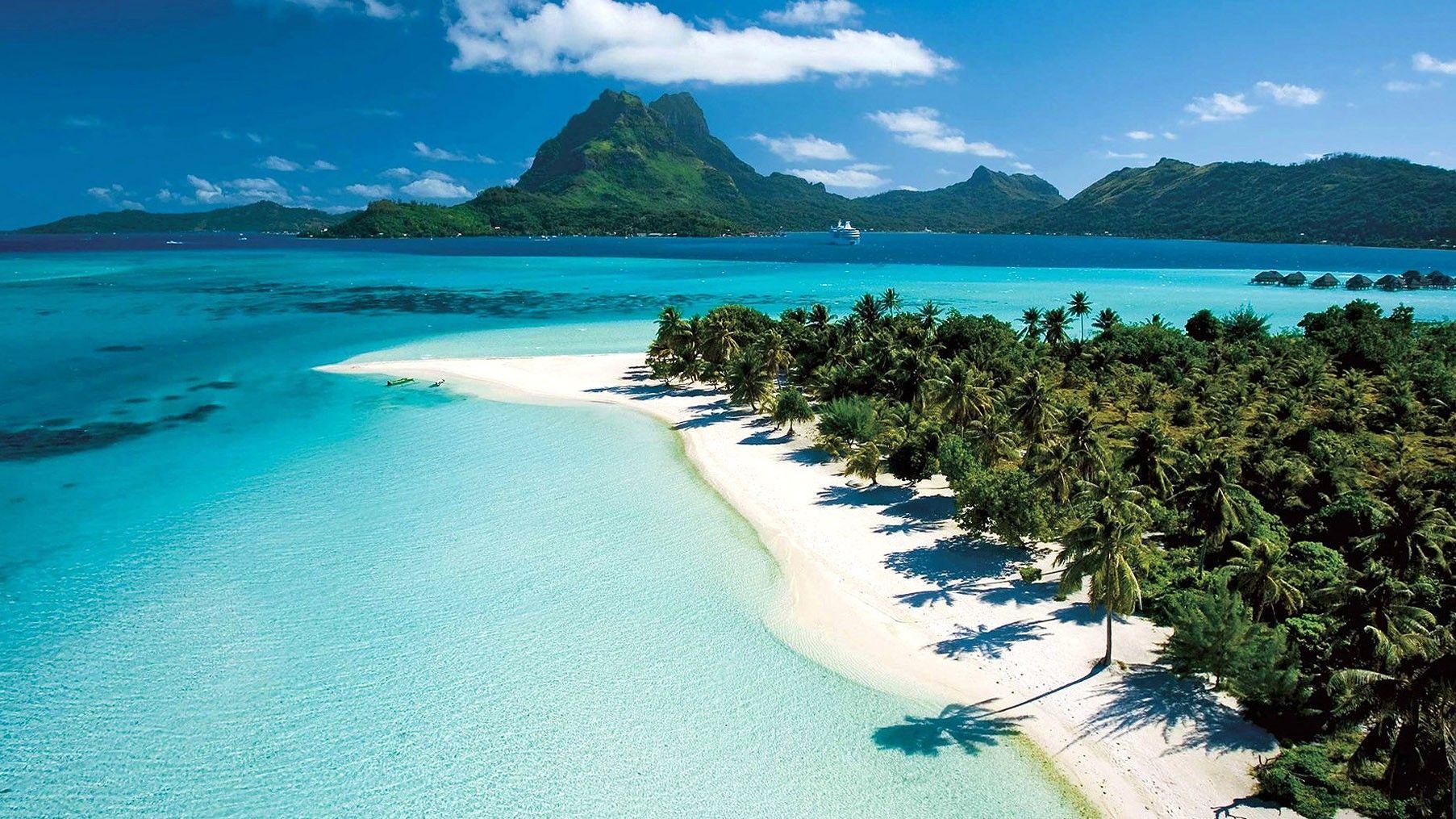 1805x1015 Beautiful, Tahiti, HD Sea Wallpaper, Sand, Sun, Sky, Beautiful Places, Holiday, Happiness, Free, 1805x1015