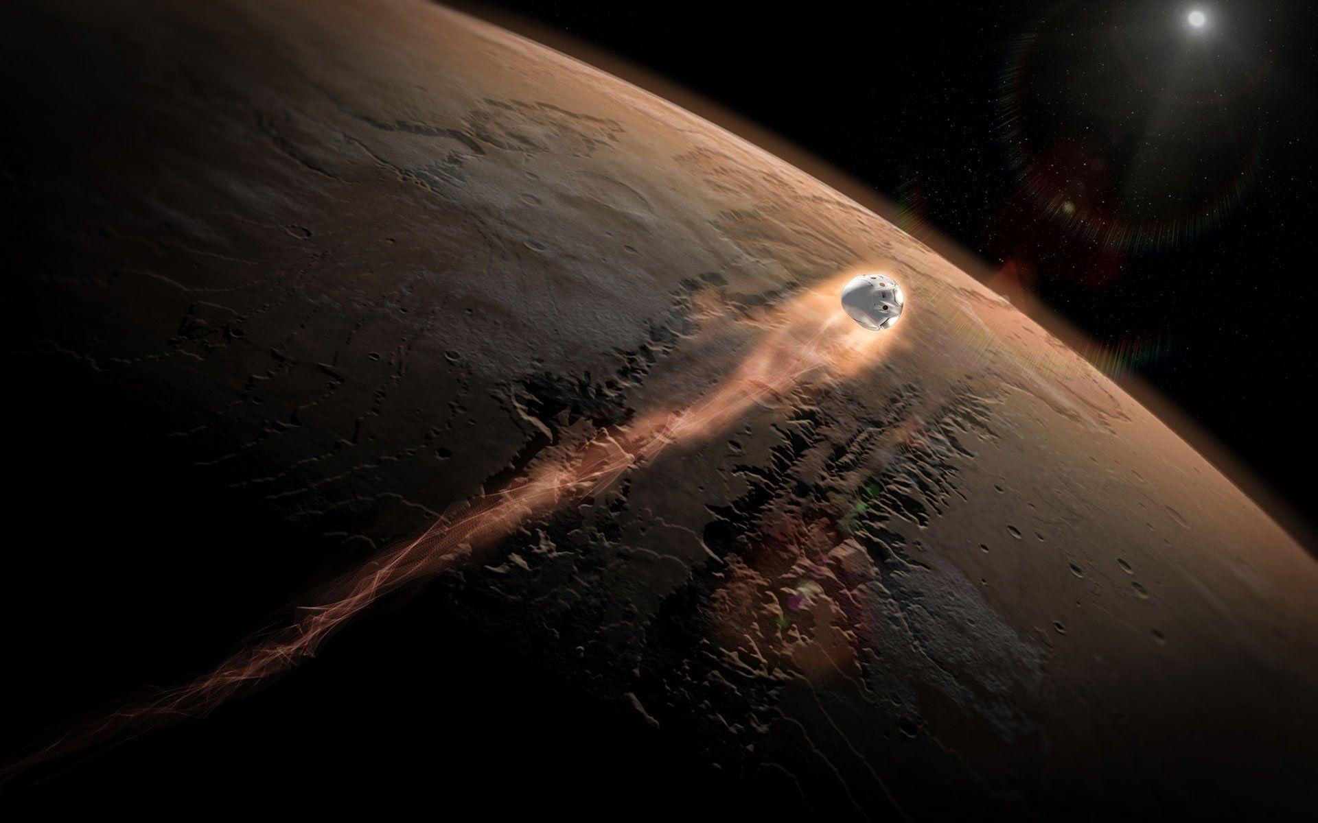 1920x1200 SpaceX's Dragon Enters Mars' Atmosphere