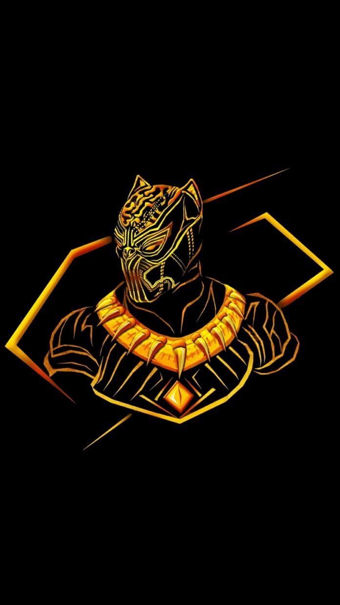 696x1237 HD Gold Traced Black Panther Wallpaper With Black Overalls So It Doesn't Hurt The Eyes