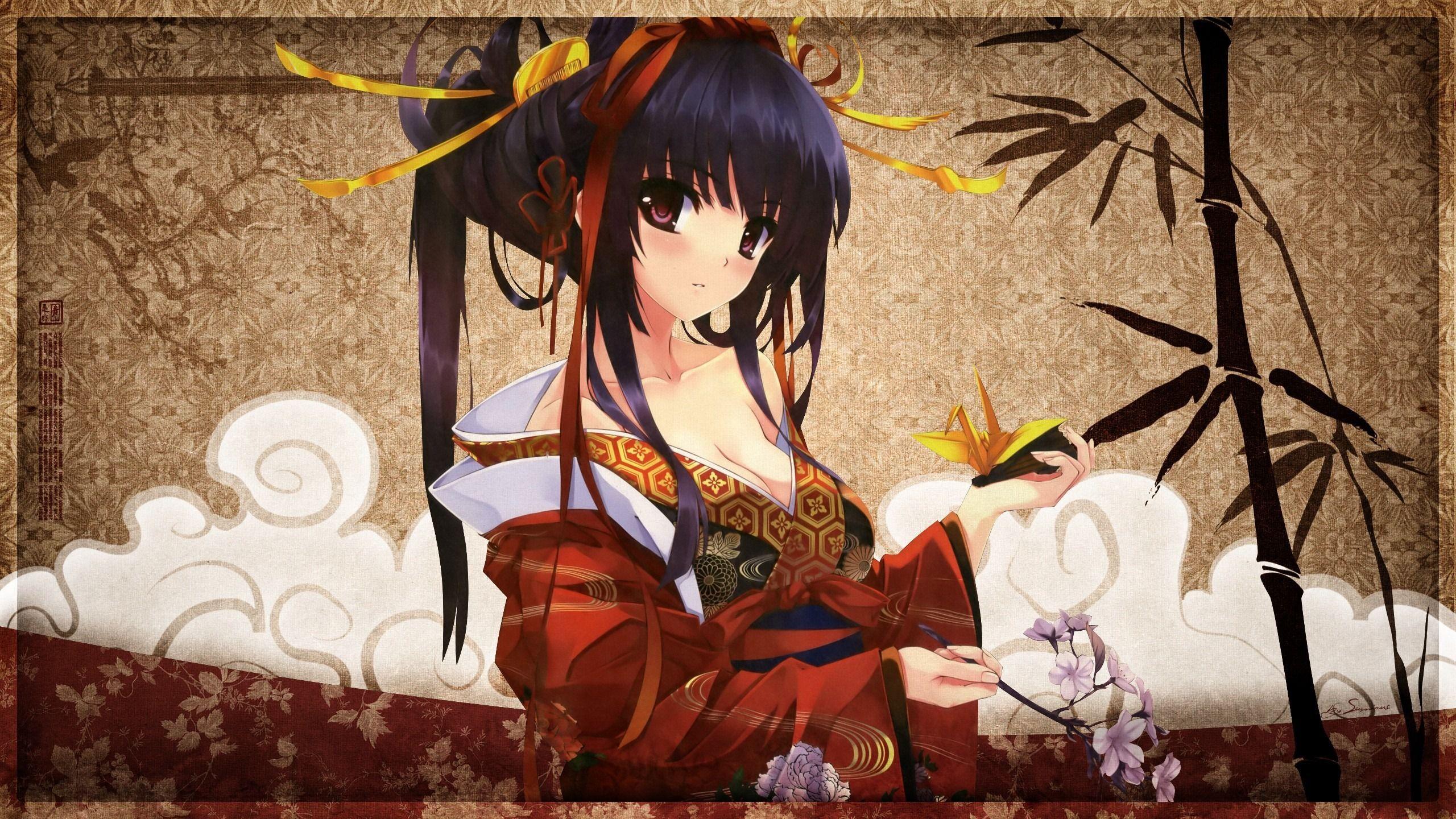 2560x1440 Download art, anime, original, japanese, traditional dress 2560x1440 wallpaper, dual wide 16:9 2560x1440 HD image, background, 2474