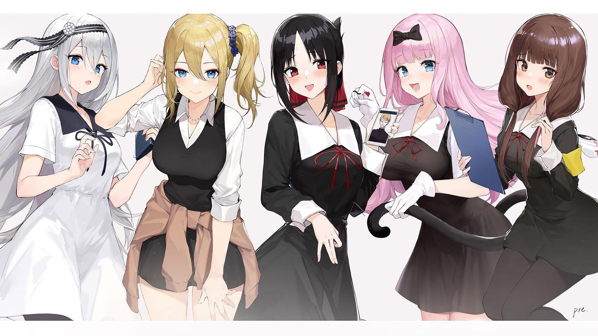 1920x1080 Pre (preecho) Kaguya Sama Wa Kokurasetai Tensai Tachi No Renai Zunousen Fujiwara Chika Hayasaka Ai Iino Miko Shinomiya Kaguya Shirogane Kei Shirogane Miyuki Pantyhose Seifuku Sweater Tail Wallpaper