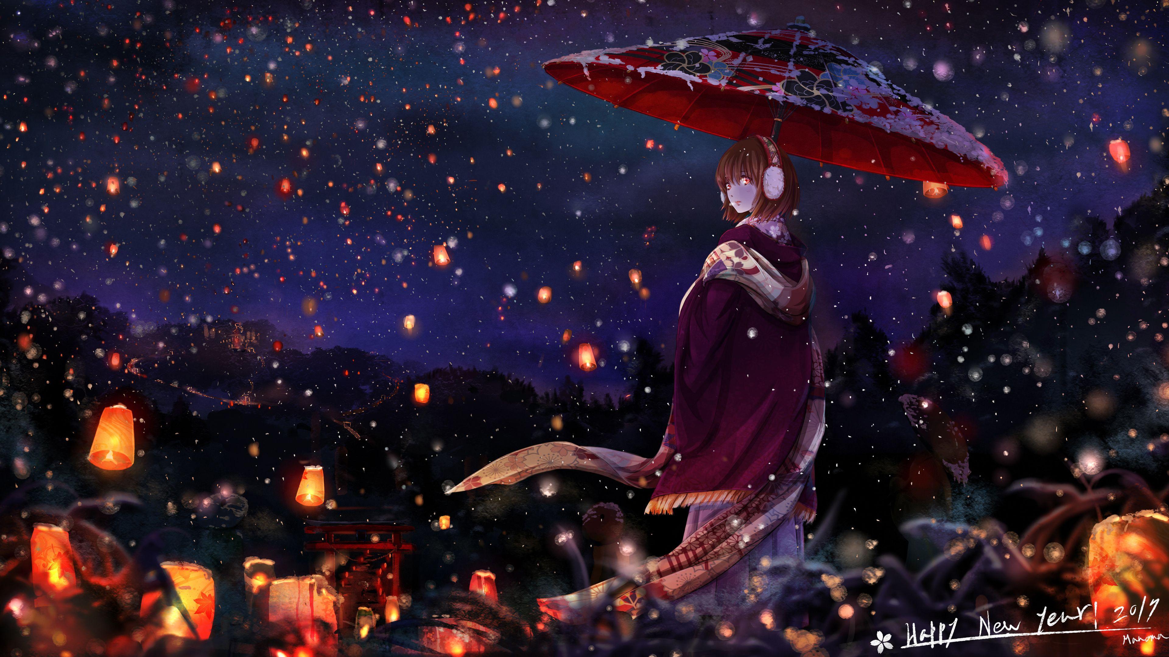 3840x2160 Wallpaper 4k Anime Girl With Umbrella Wallpaper