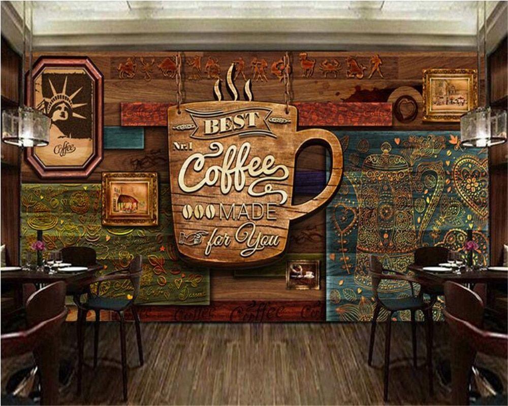 1000x800 beibehang Custom stereoscopic papel de parede wallpaper Super HD hand painted senior retro cafe background decorative painting. Wallpaper