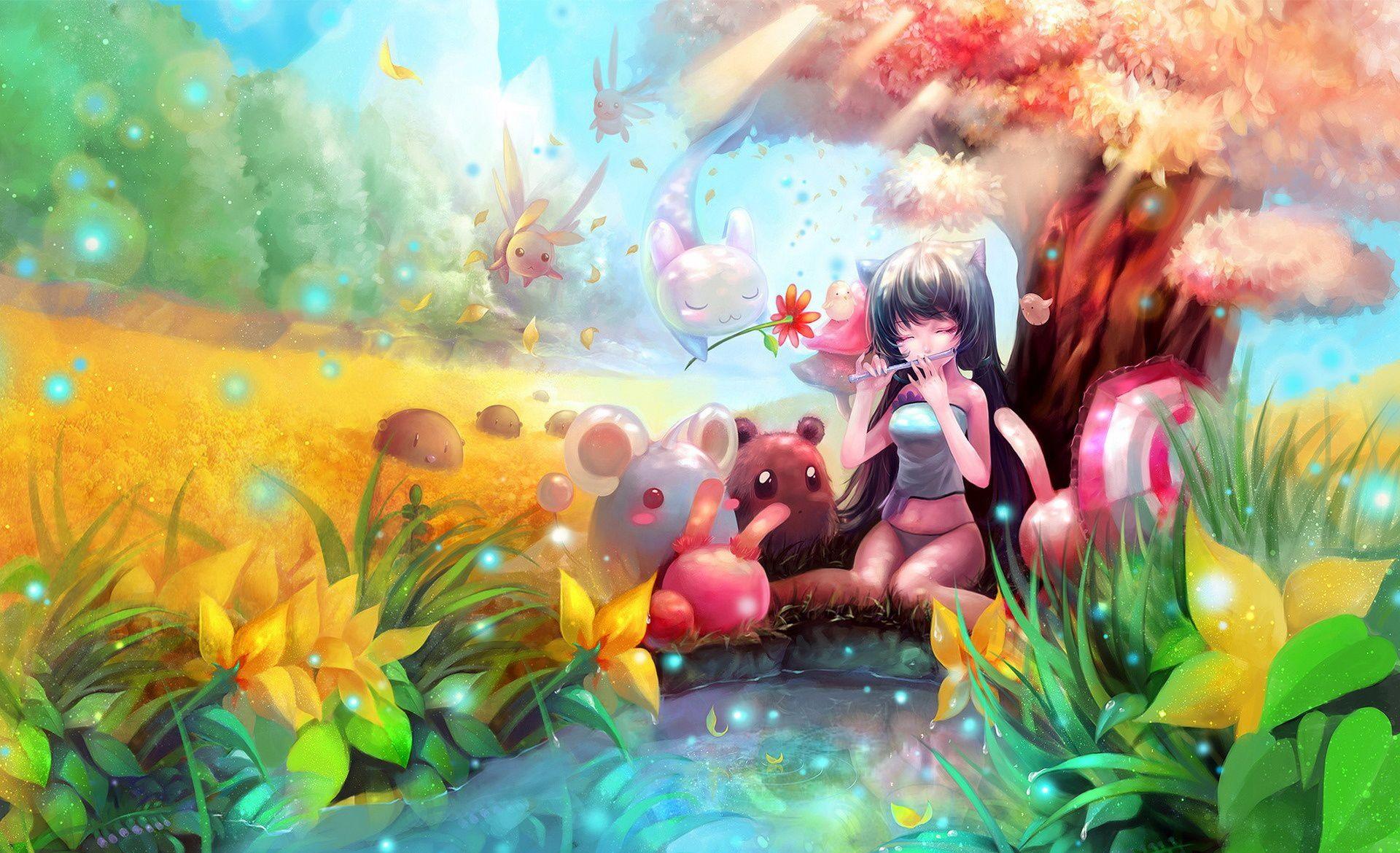 1920x1170 Anime Girl Music Animal Wallpaper, Animals Wallpaper, Background