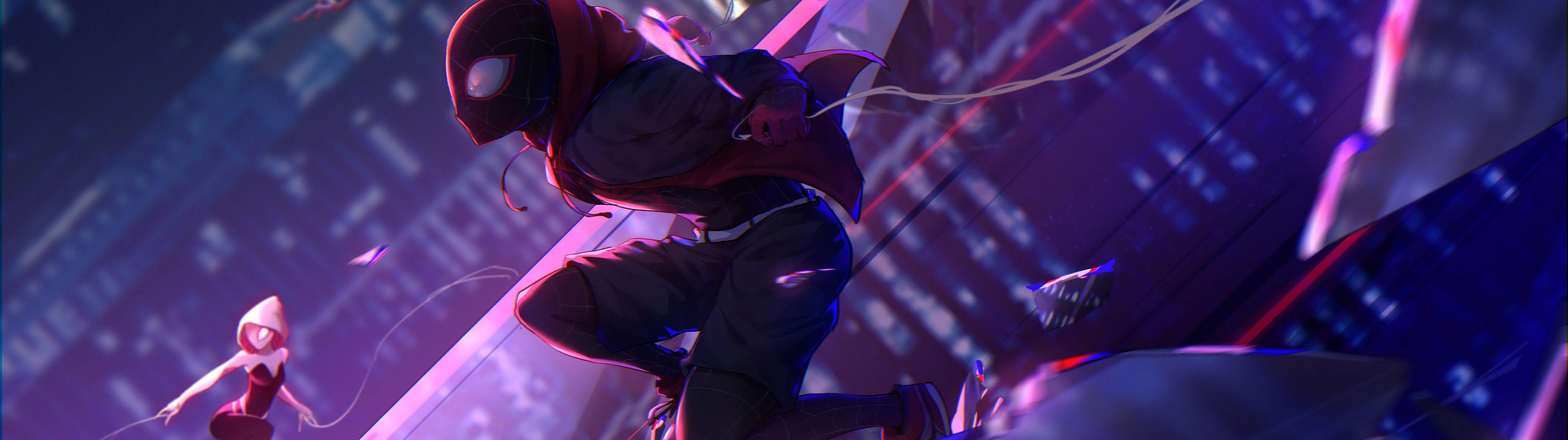 3840x1080 Spider Man: Into The Spider Verse Miles Morales 8K Wallpaper