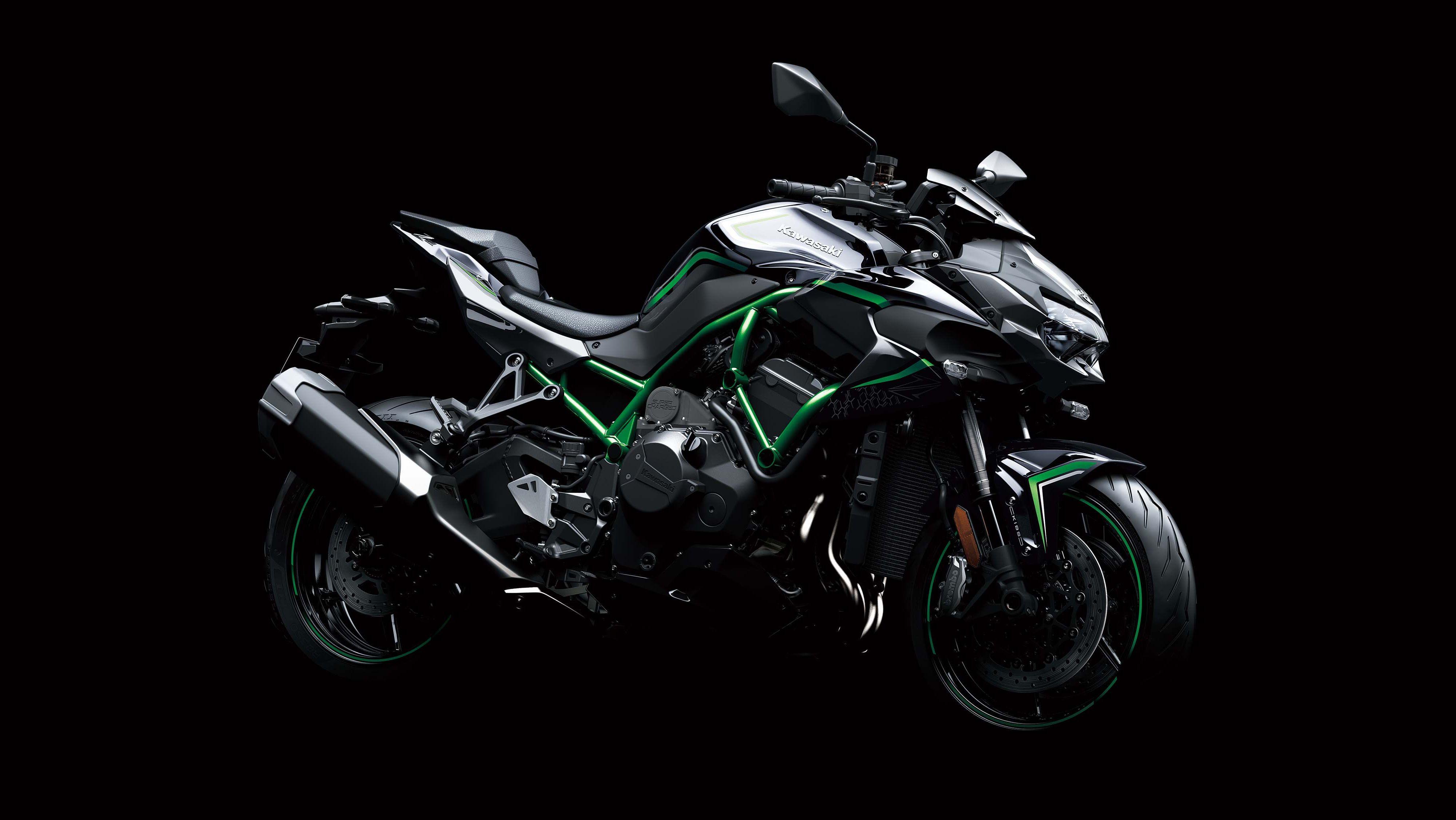 4000x2252 Kawasaki Z H2 4K Wallpaper, Superbikes, Black Background, Black Dark