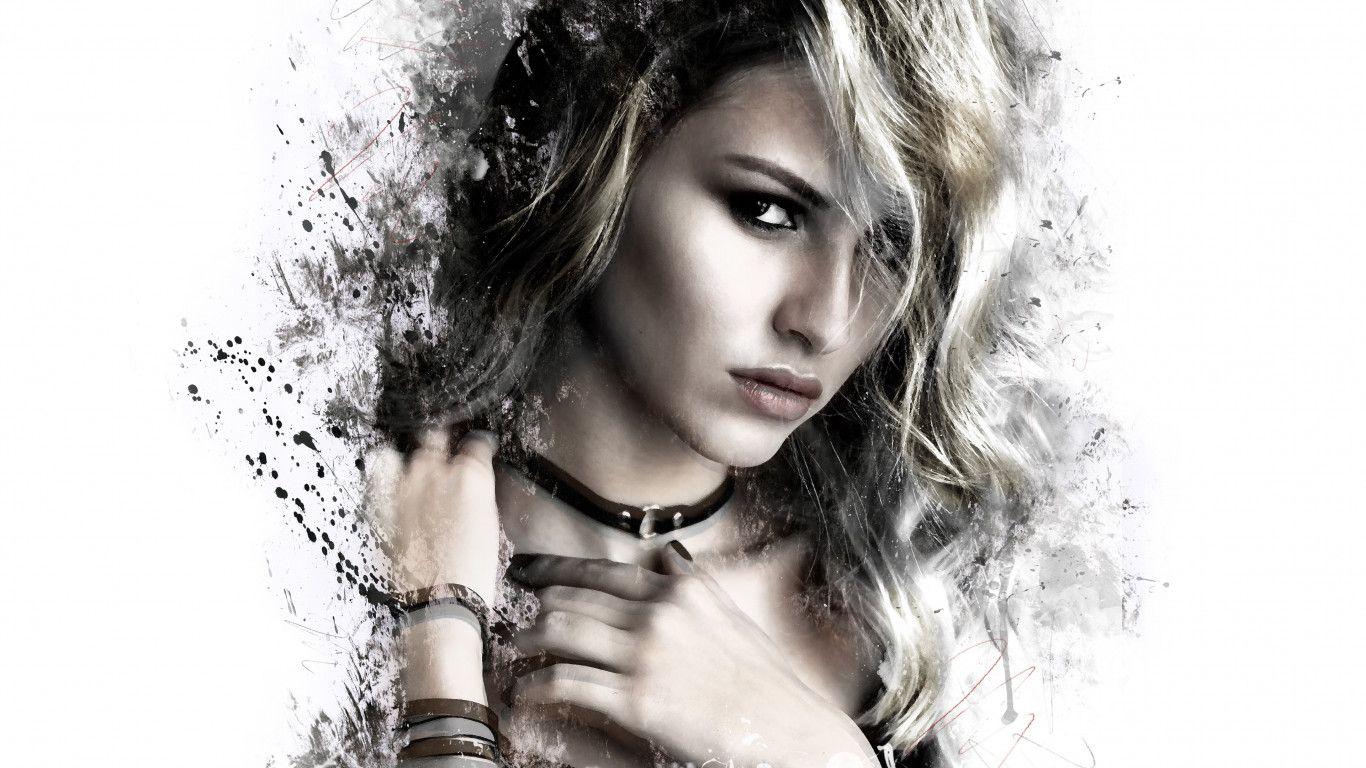 1366x768 Download wallpaper: Drawing, portrait, girl, beautiful 1366x768