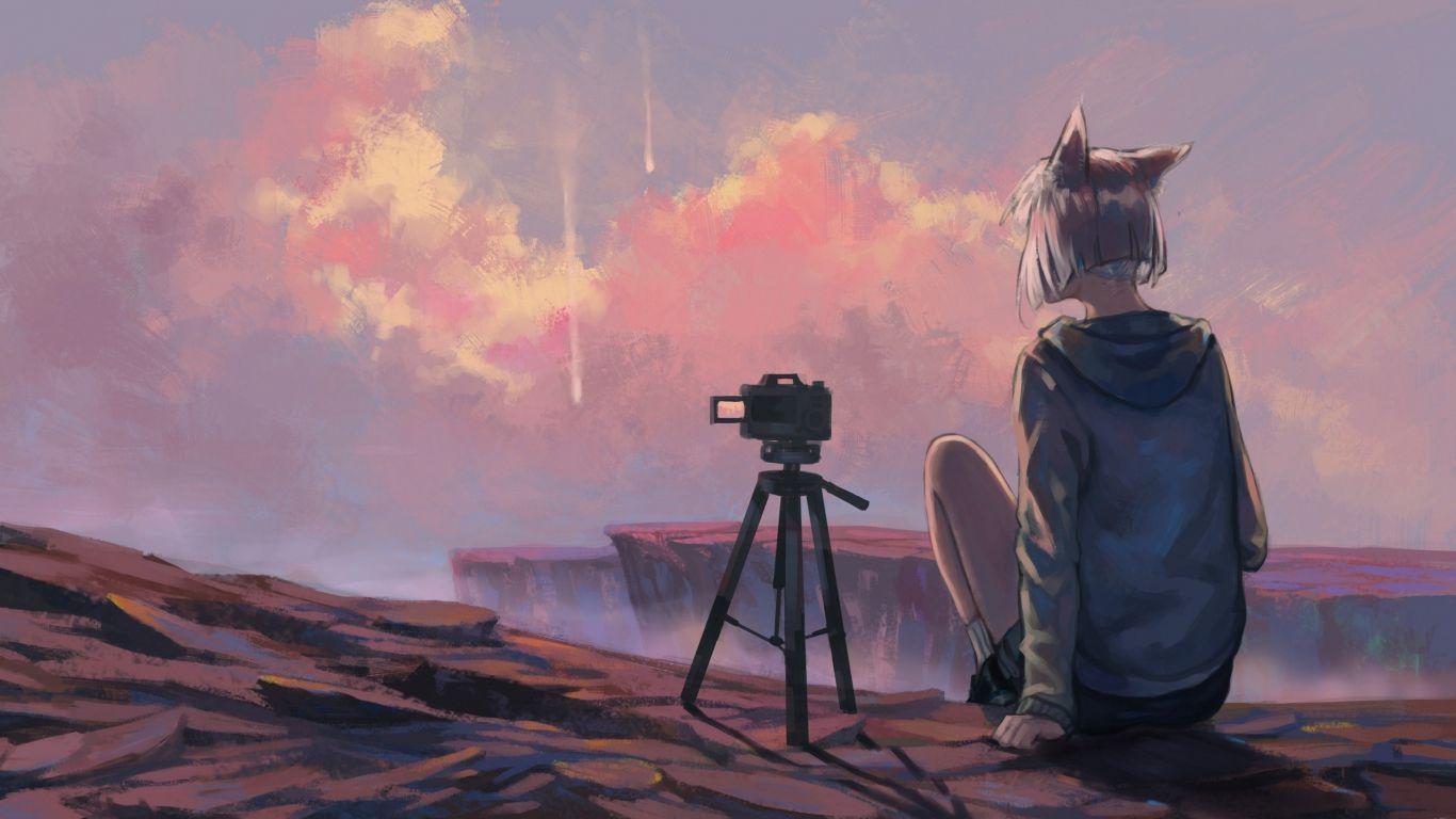 1366x768 Download anime, girl, 4K Common Tablet wallpaper 1366x768