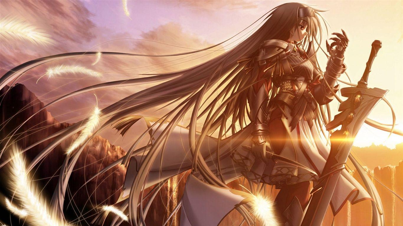 1366x768 Golden sun anime girl Wallpaper 1366x768 resolution