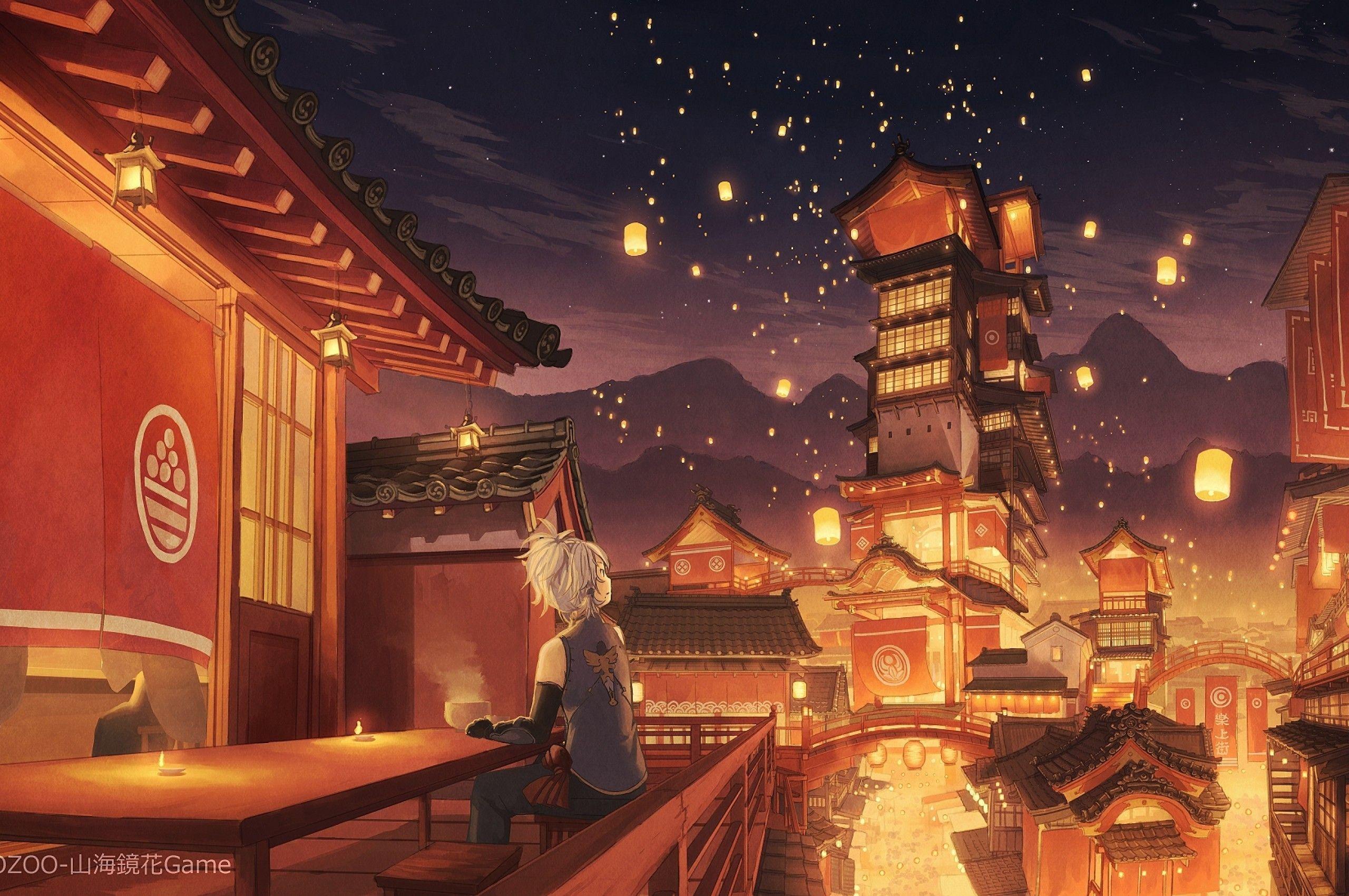 2560x1700 anime japanese lantern festival - ศิลปะโบราณ, พื้นหลัง, ภาพประกอบ