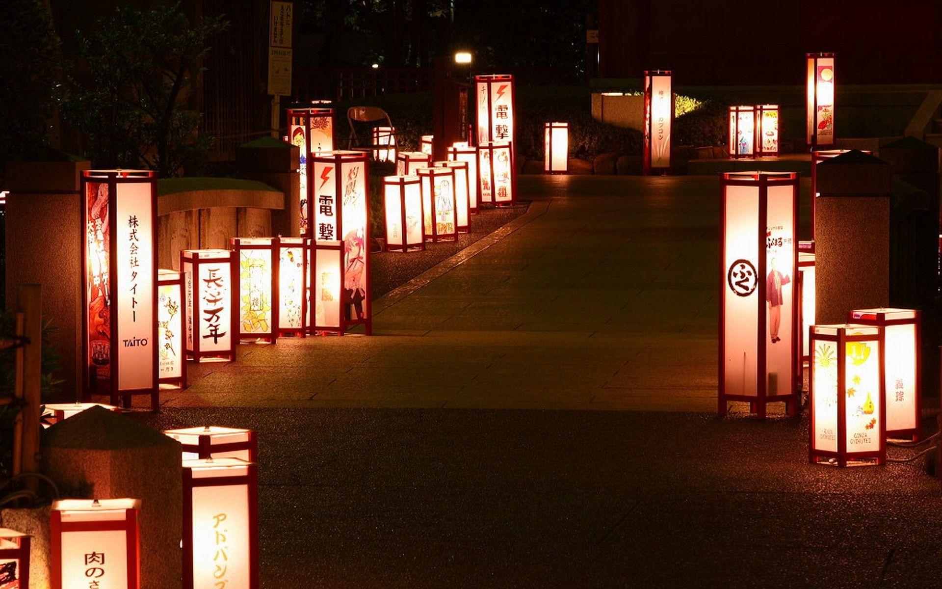 1920x1200 japan, Night, Lanterns Wallpaper HD .