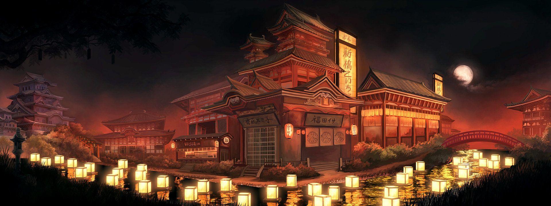 1920x720 artwork. Japanese lantern festival, Japanese festival, Japanese lanterns