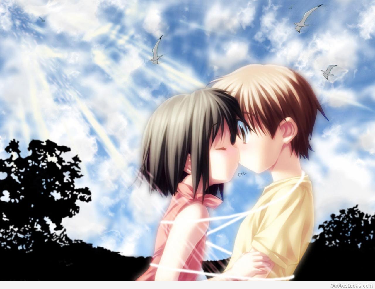 1280x987 And Anime Couples Cute Love Wallpaper HD Image Dark Anime Kiss HD Wallpaper