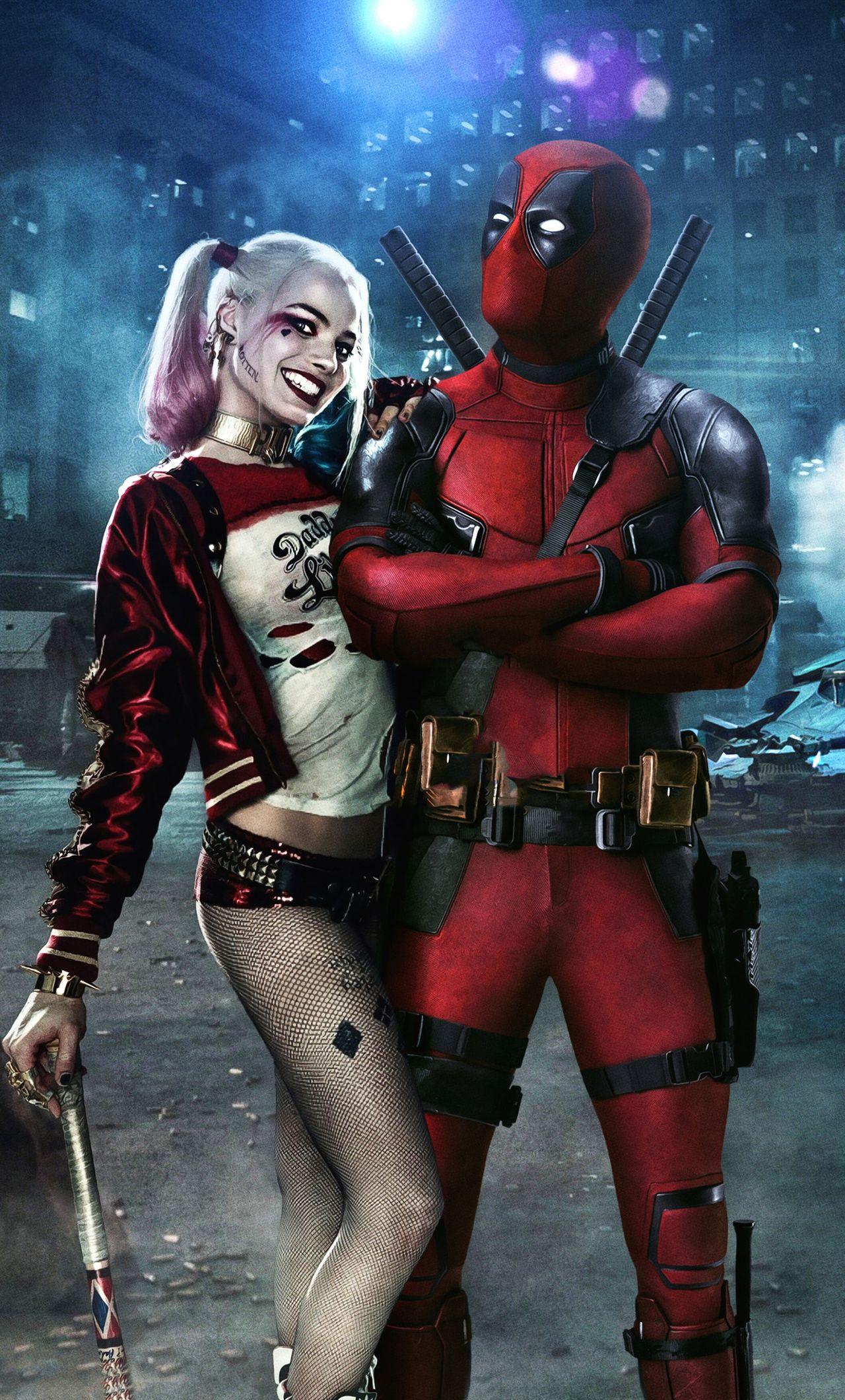 1280x2120 Deadpool And Harley Quinn Art iPhone HD 4k Wallpaper, Image, Background, Photo and Picture