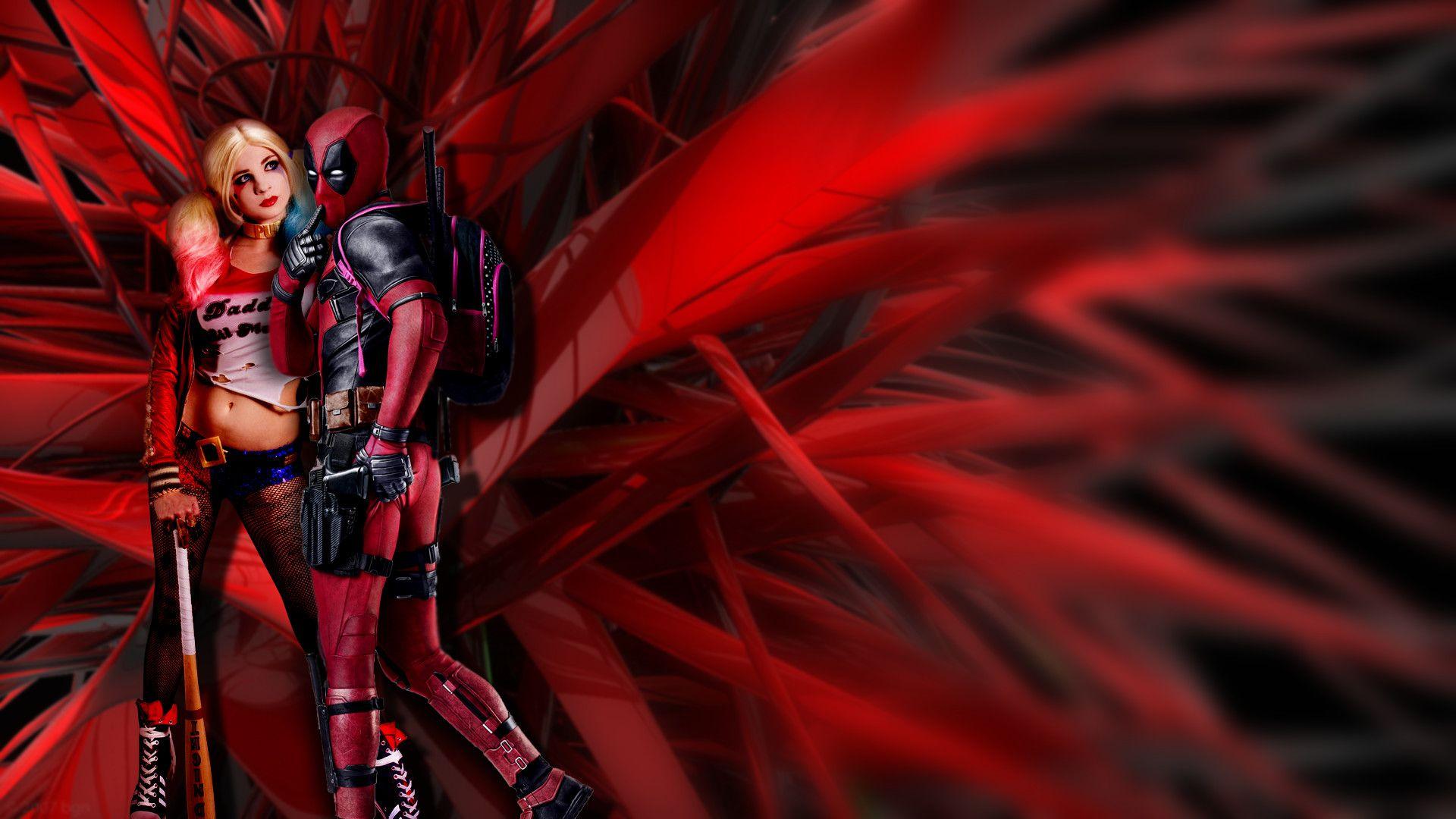 1920x1080 Deadpool and Harley Quinn