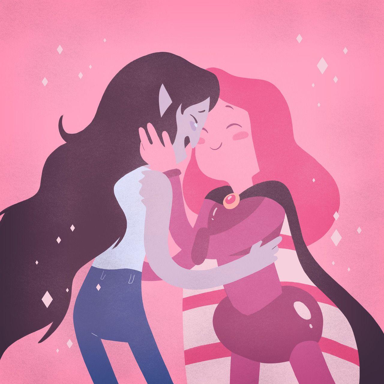 1280x1280 Marceline And Princess Bubblegum Kissing Wallpaper