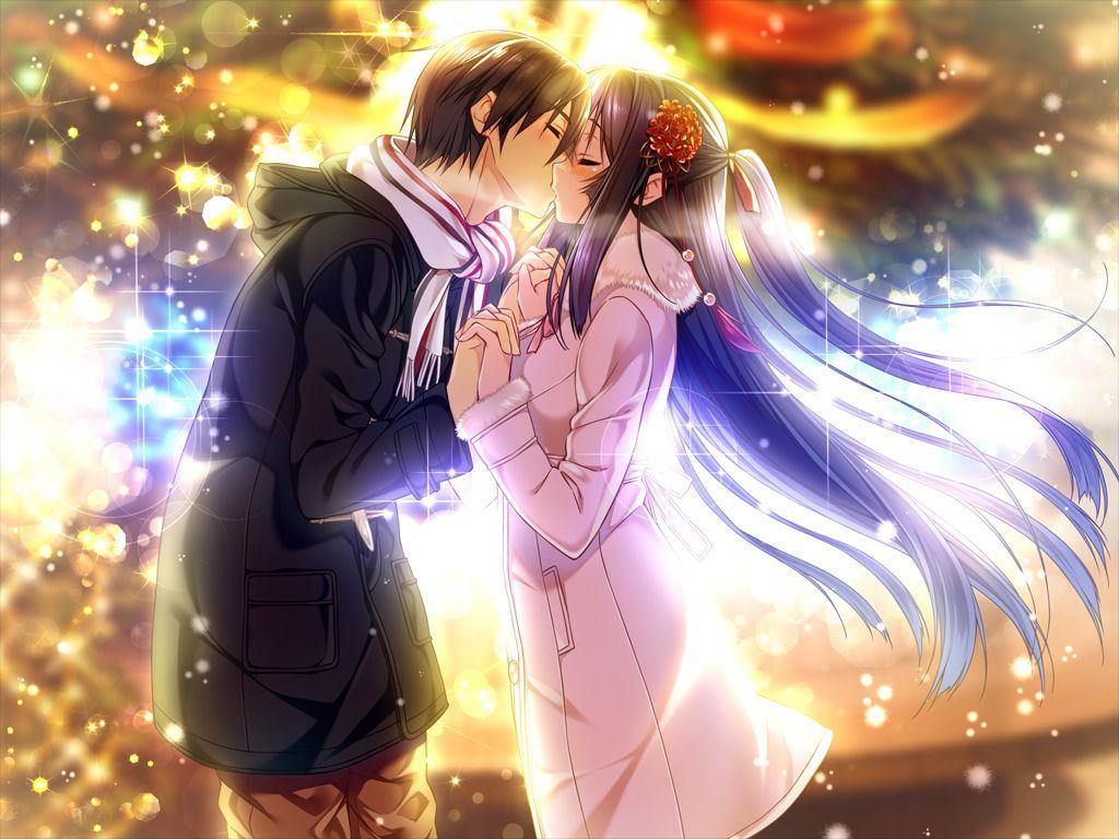 1024x768 Anime Couples Kissing HD Wallpaper