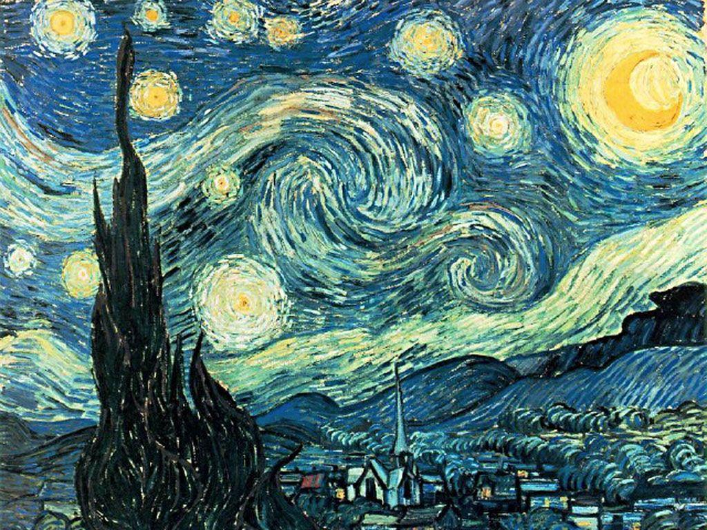 1024x768 Van Gogh's famous and beautiful Starry Night painting as computer