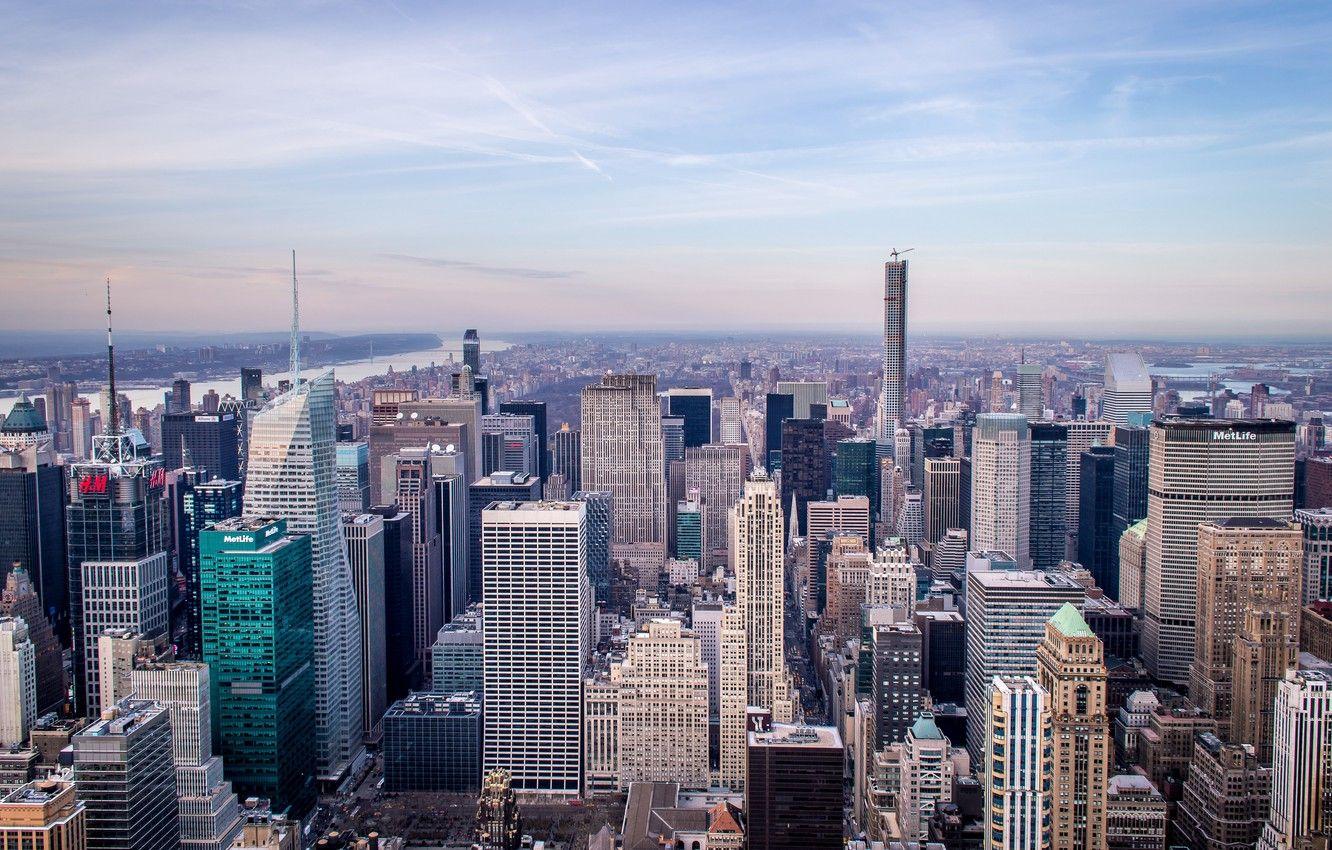 1332x850 Wallpaper city, USA, sky, sunset, NYC, buildings, architecture, skyscrapers, height, metropolis, aerial view, 4k ultra HD background, New York City, Golden Hour, Uptown image for desktop, section город