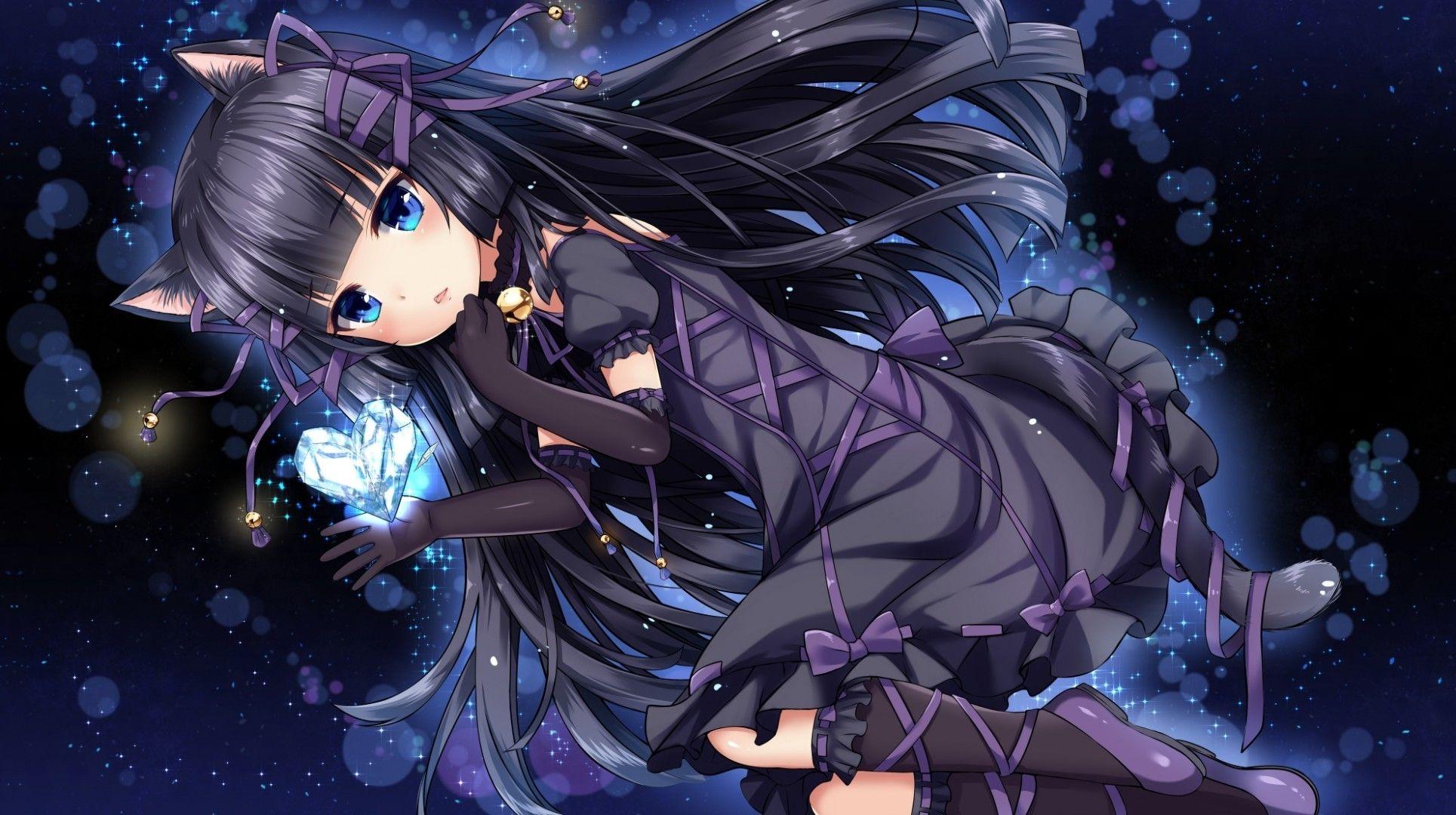 1929x1080 Anime Cat Girl, Lolita, Black Hair .