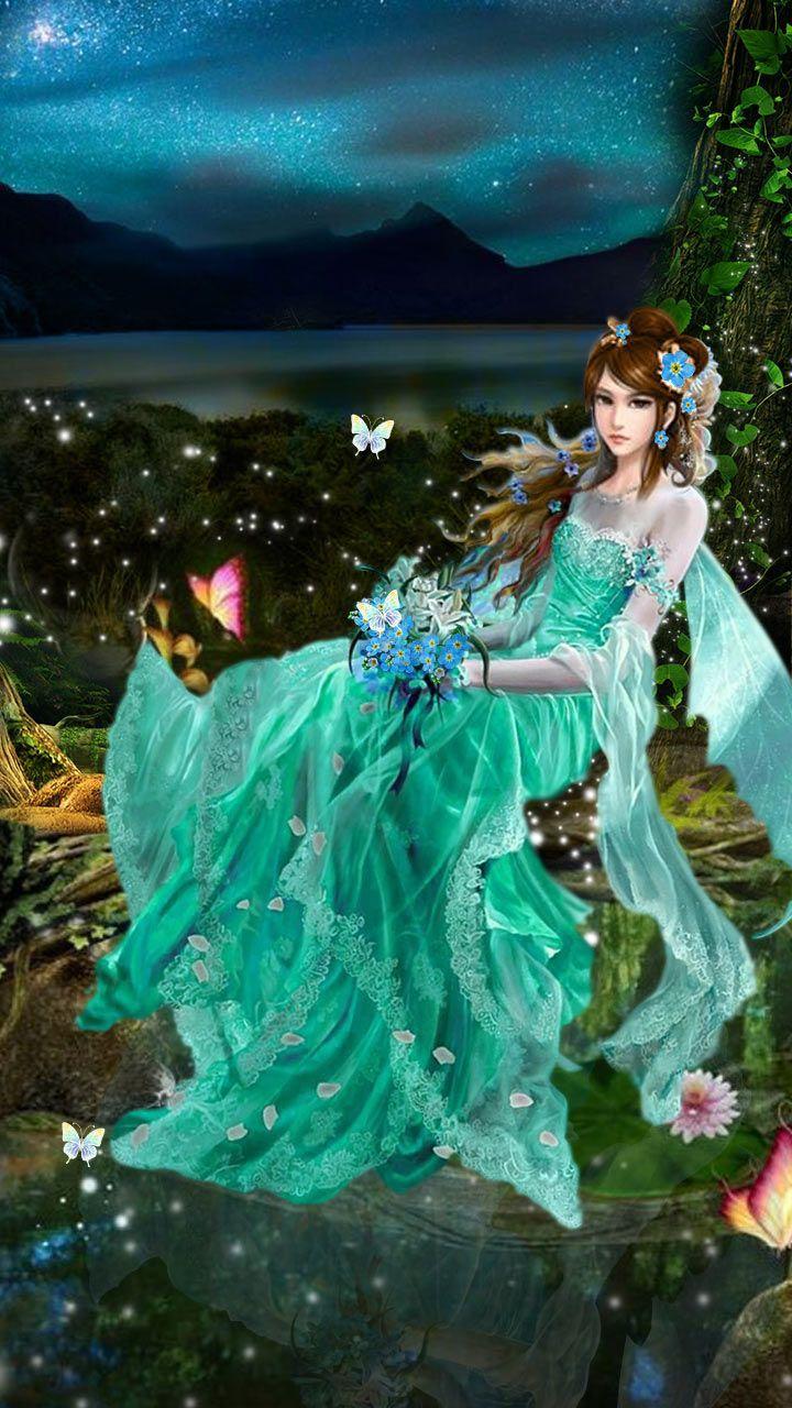720x1280 Dreamy fairy tale princess. Night starry sky. Bird silhouette art, Silhouette art, Bird silhouette