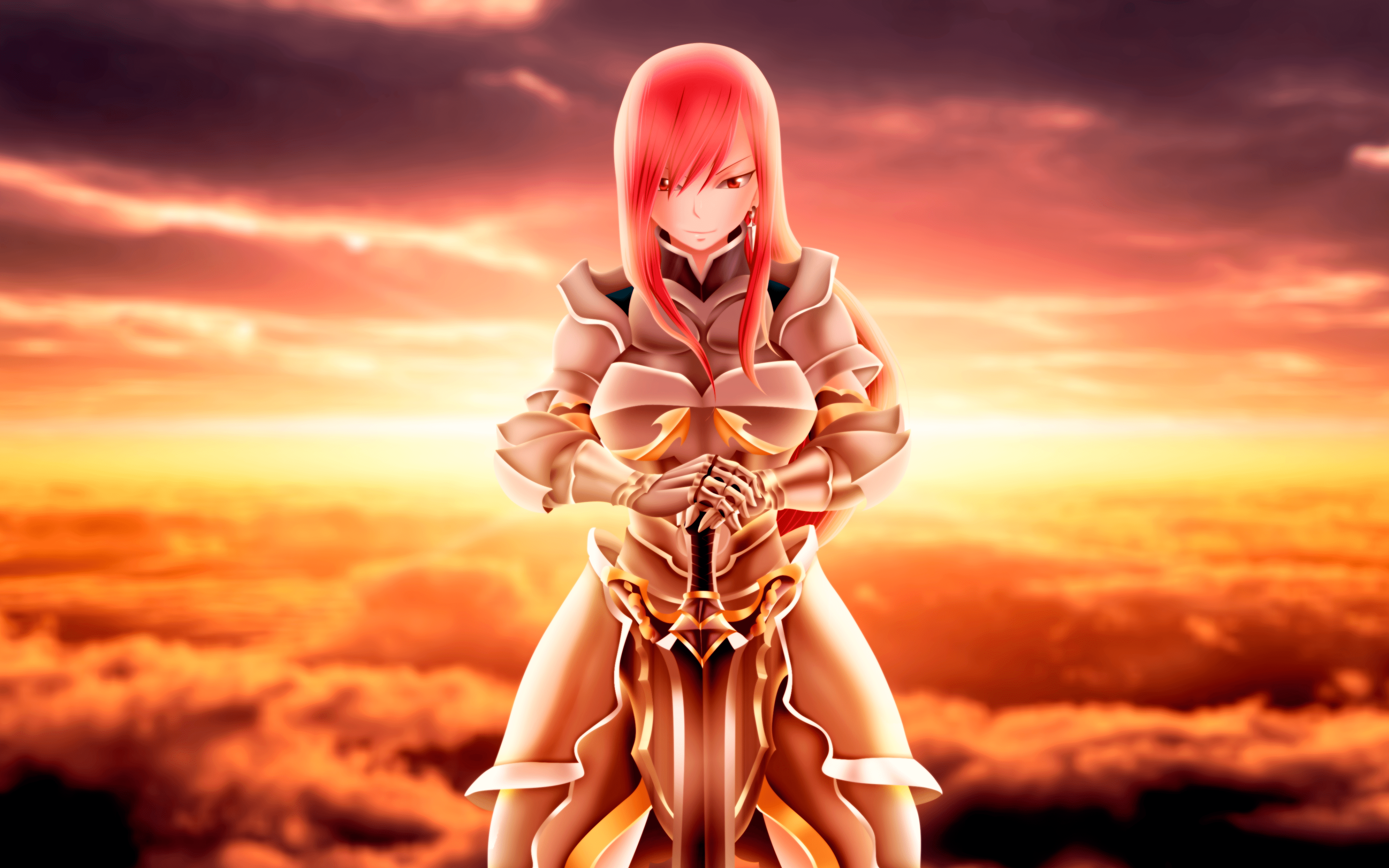 3840x2400 Download wallpaper Erza Scarlet, 3D art, warrior, Fairy Tail, Synopsis, sword, manga, Erza for desktop with resolution 3840x2400. High Quality HD picture wallpaper