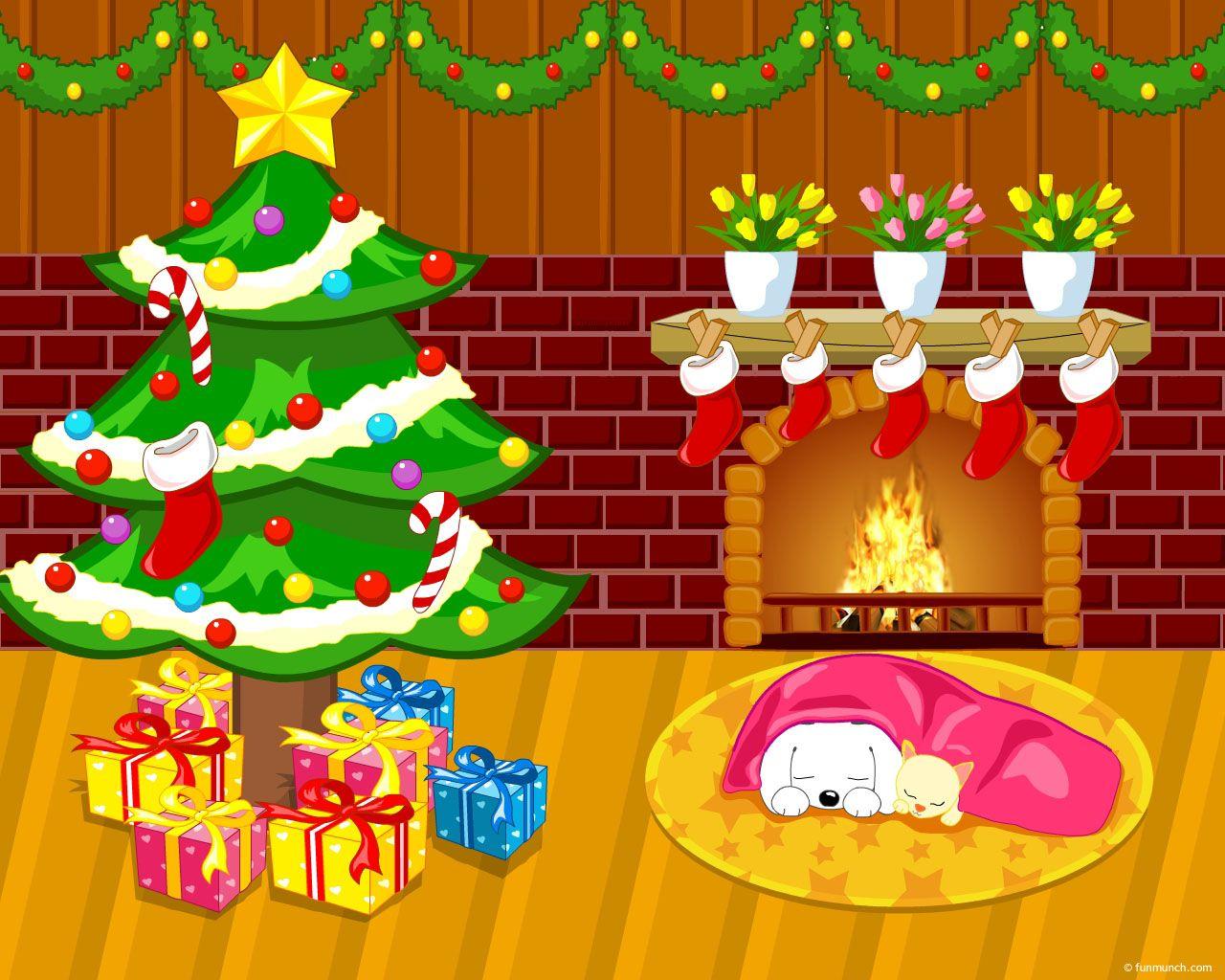 1280x1024 Free Cartoon Christmas Tree and Gifts wallpaper Wallpaper Wallpaper 88218